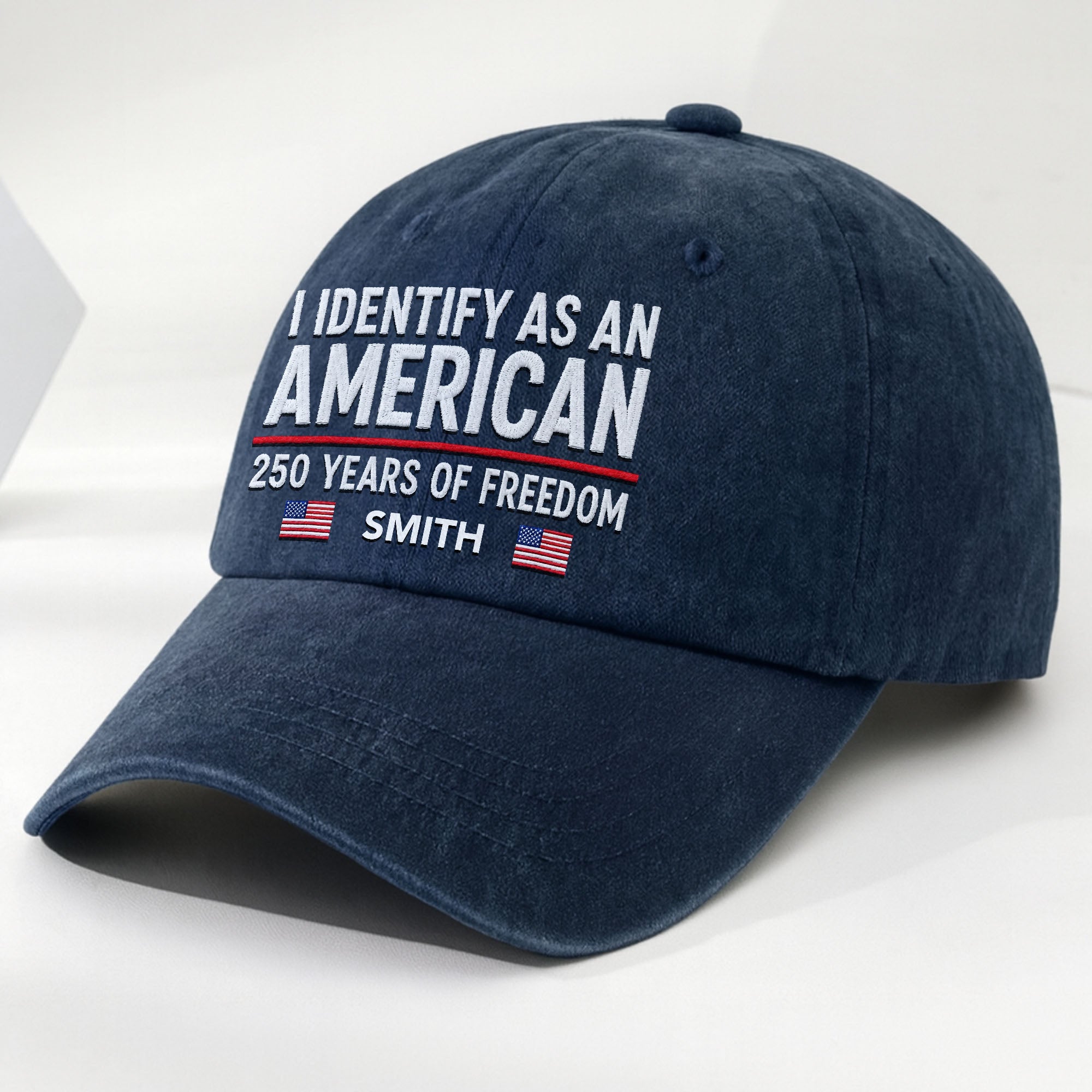 Personalized Washed Denim Cap American Flag Gift for Dad Washed Denim Cap GradoCreations