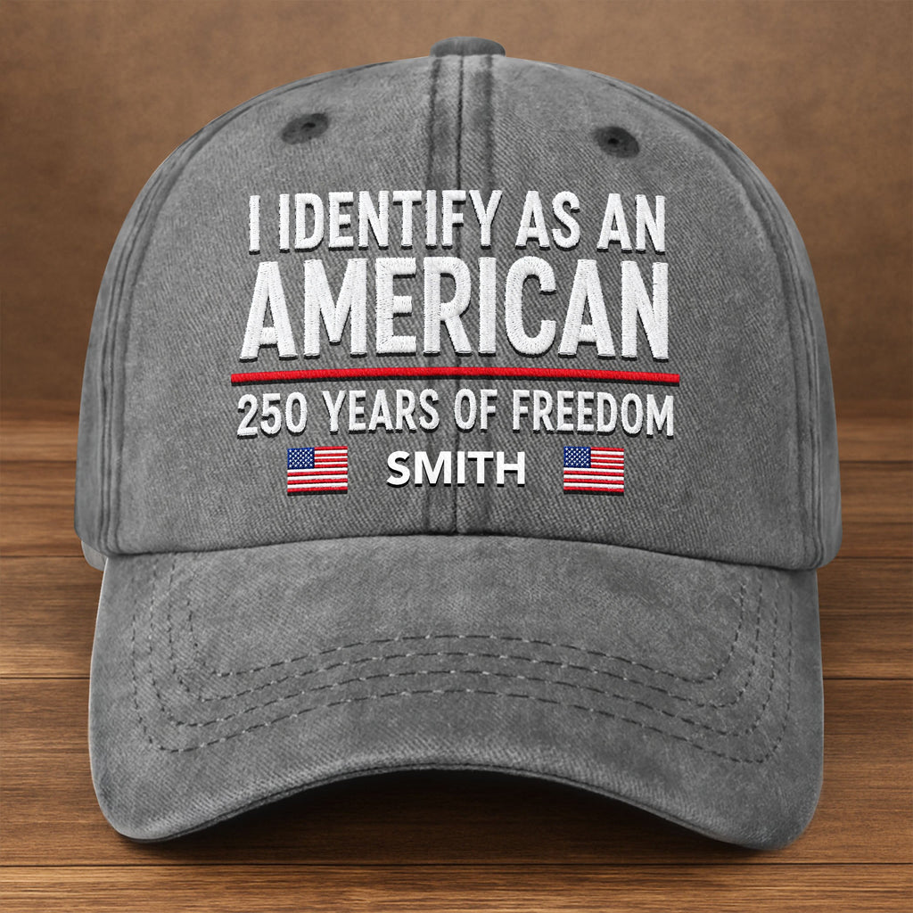Personalized Washed Denim Cap American Flag Gift for Dad Washed Denim Cap GradoCreations