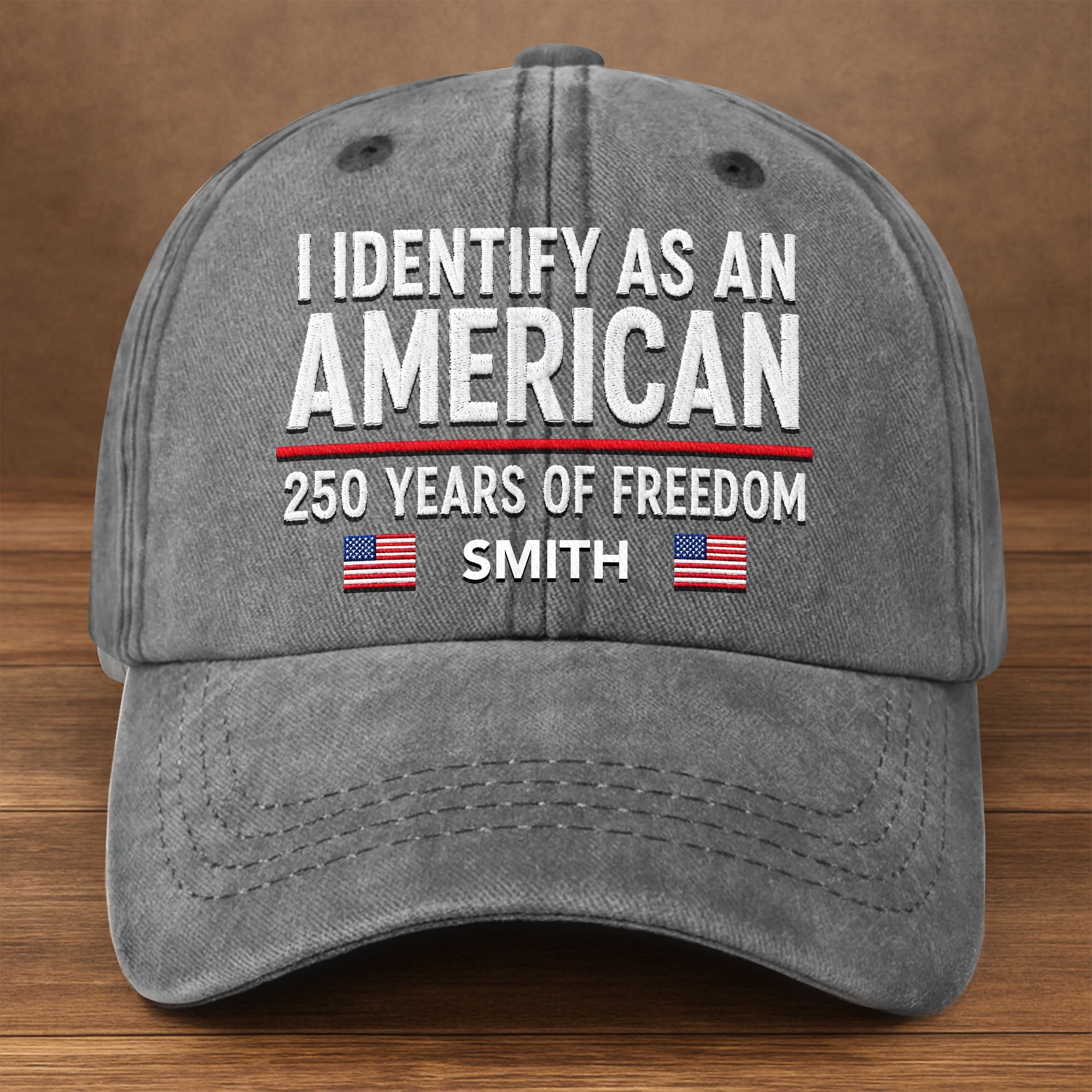 Personalized Washed Denim Cap American Flag Gift for Dad Washed Denim Cap GradoCreations