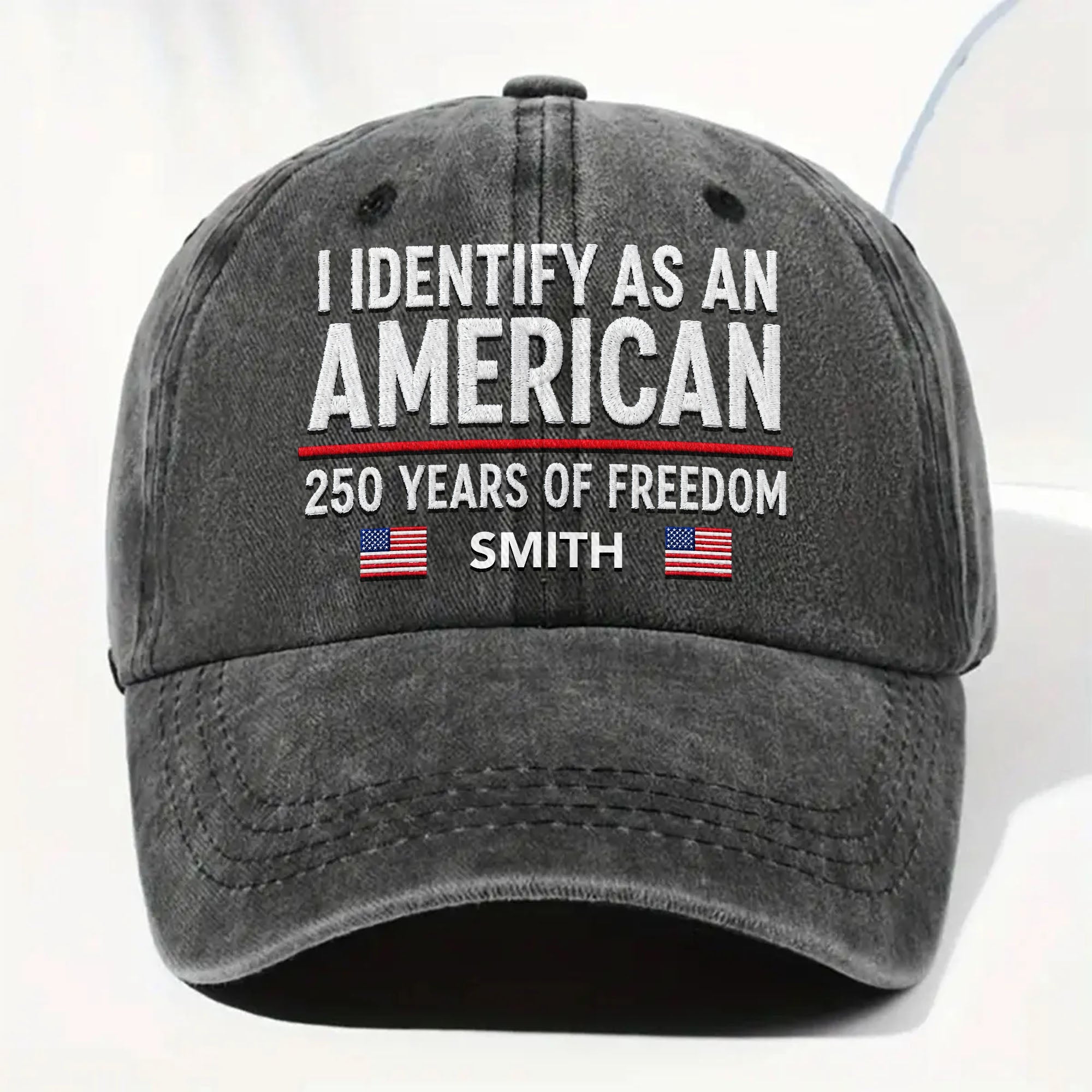 Personalized Washed Denim Cap American Flag Gift for Dad Washed Denim Cap GradoCreations