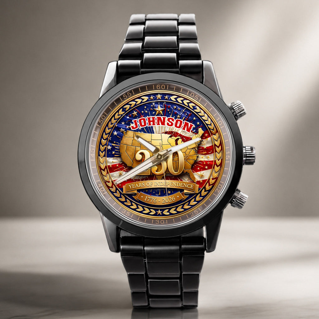 Personalized Black Men's Watch with Custom Name for Dad's Anniversary Men's Watch GradoCreations