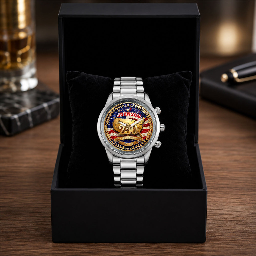 Personalized Black Men's Watch with Custom Name for Dad's Anniversary Men's Watch GradoCreations