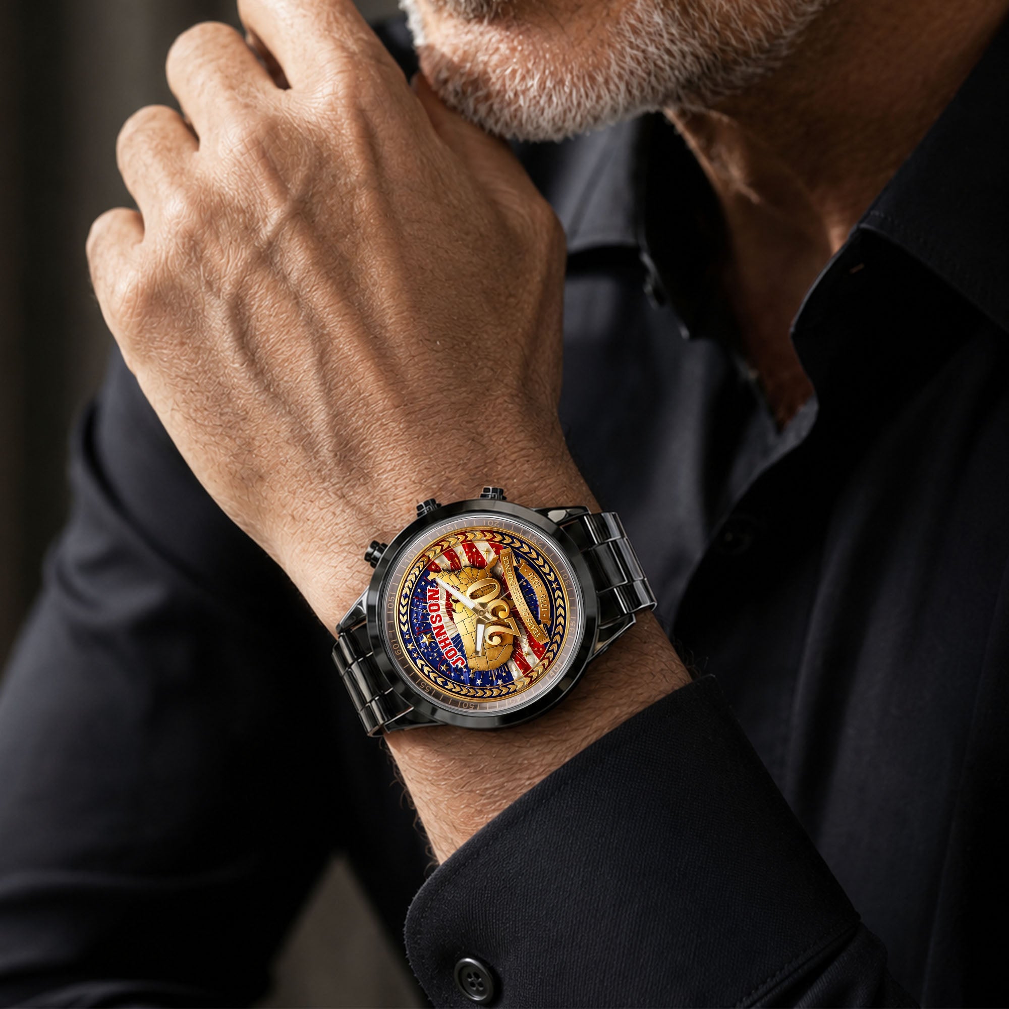 Personalized Black Men's Watch with Custom Name for Dad's Anniversary Men's Watch GradoCreations