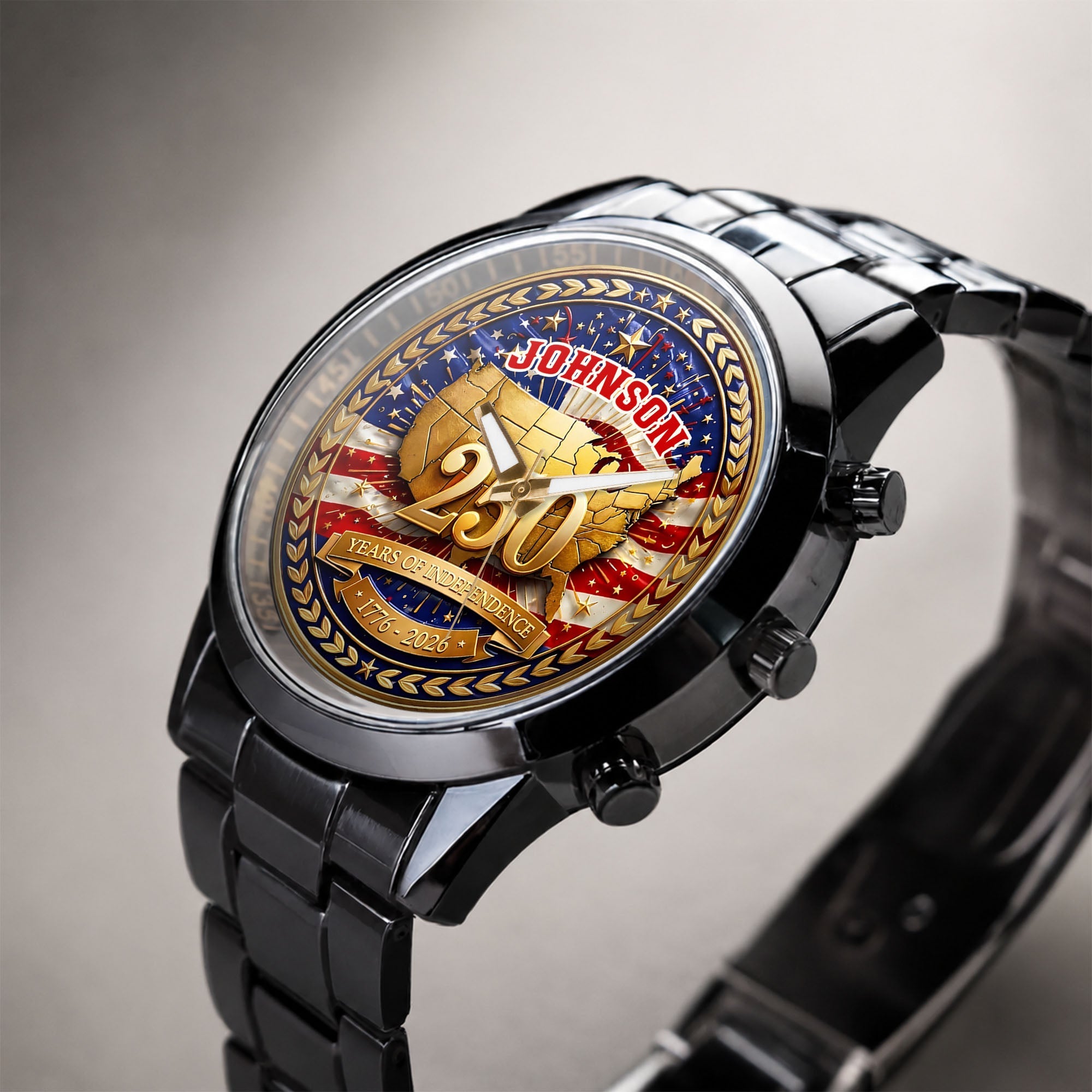 Personalized Black Men's Watch with Custom Name for Dad's Anniversary Men's Watch GradoCreations