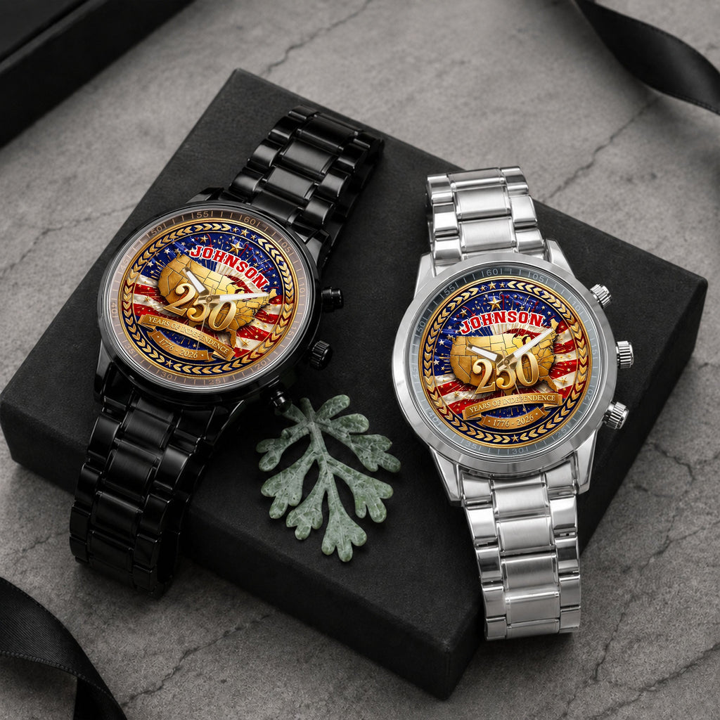 Personalized Black Men's Watch with Custom Name for Dad's Anniversary Men's Watch GradoCreations