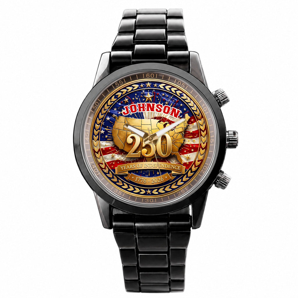 Personalized Black Men's Watch with Custom Name for Dad's Anniversary Men's Watch GradoCreations