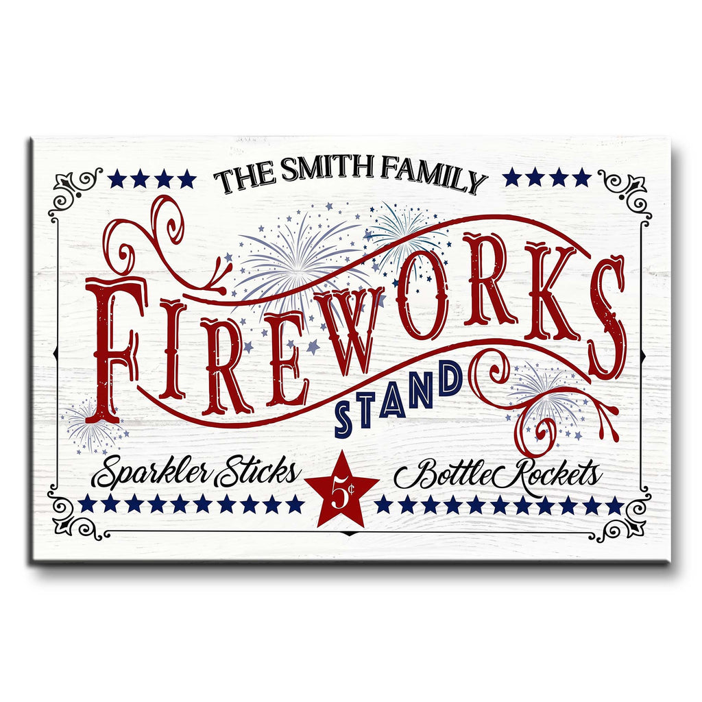 Personalized Family Fireworks Horizontal Poster Custom Name Gift Poster GradoCreations