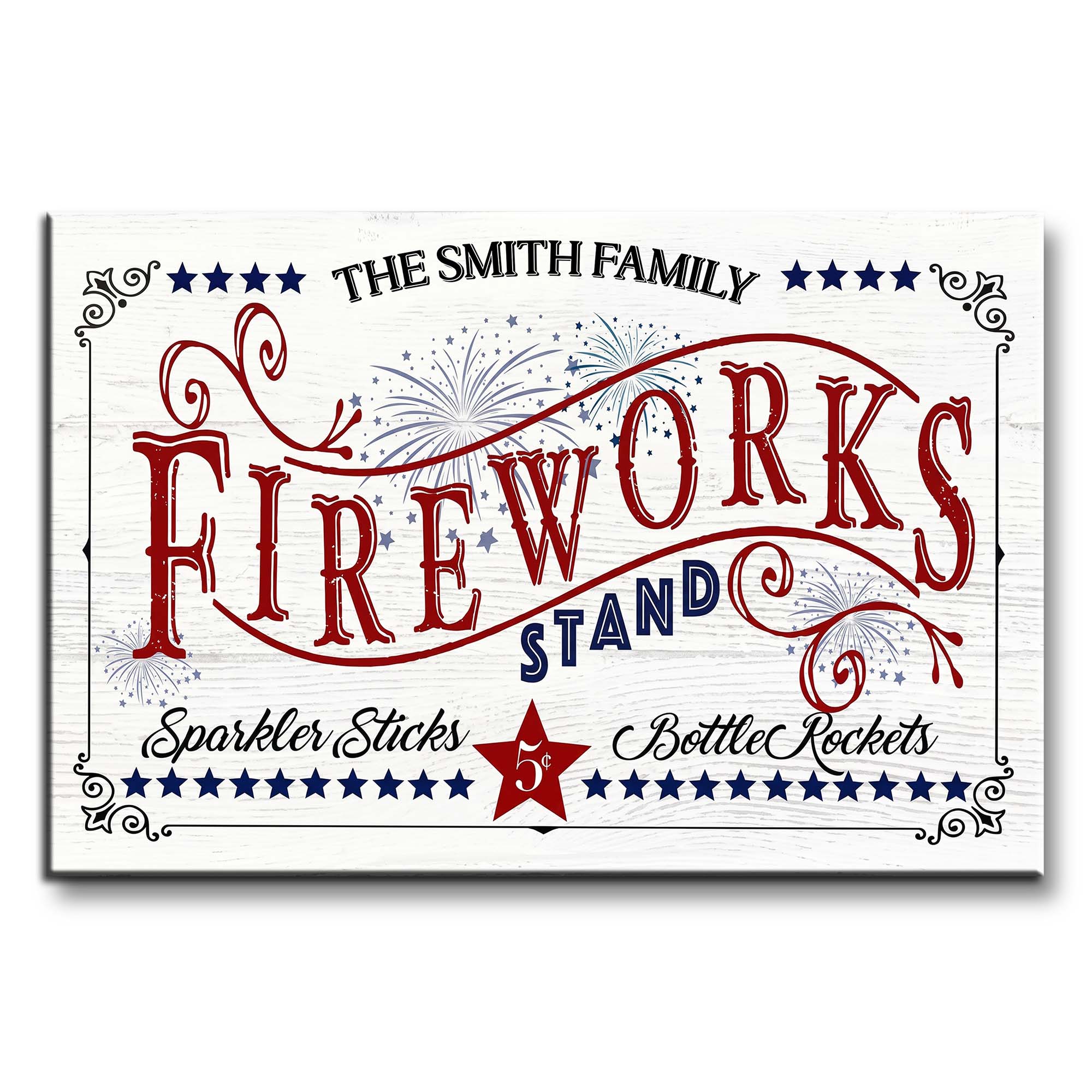 Personalized Family Fireworks Horizontal Poster Custom Name Gift Poster GradoCreations