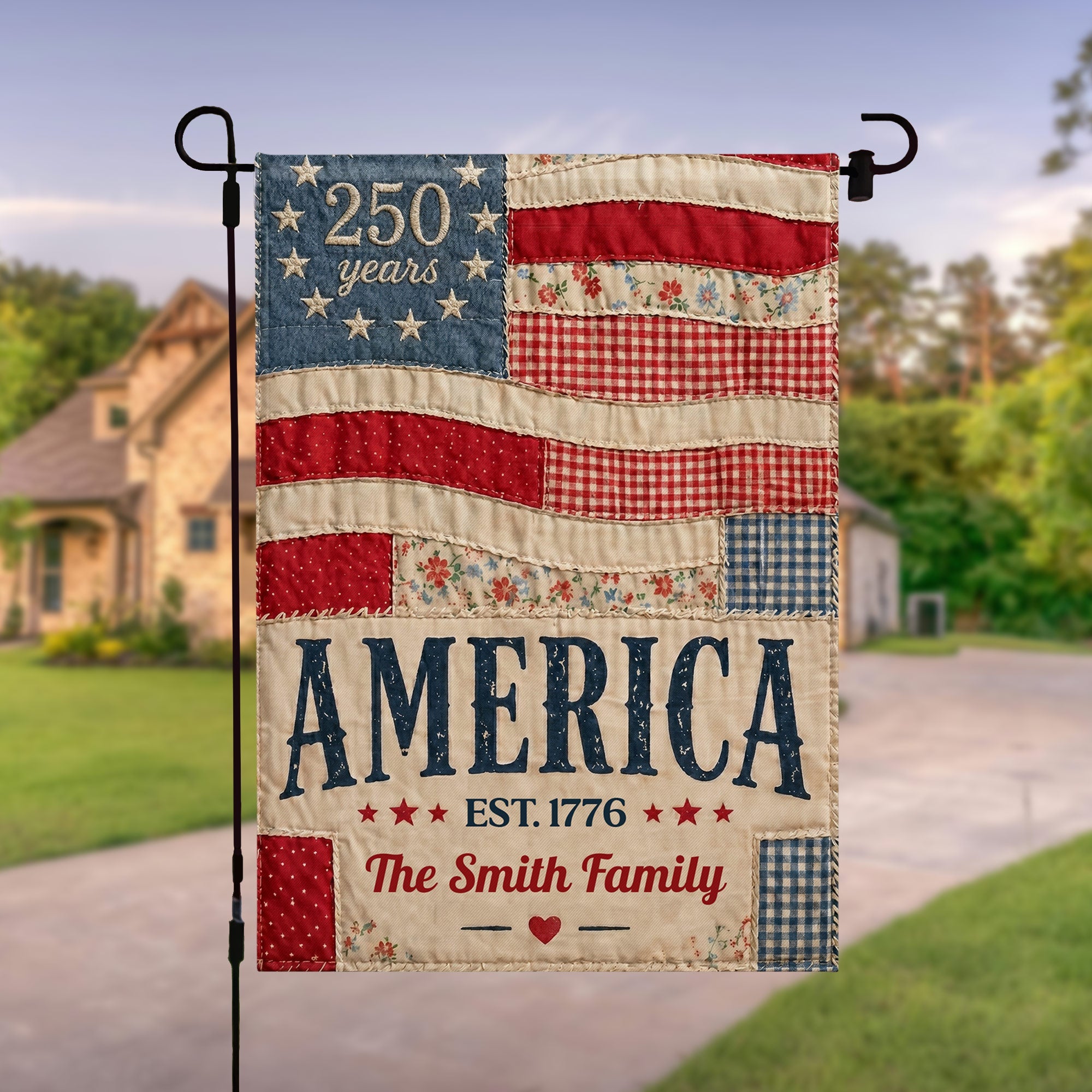Personalized American Flag Garden Banner Custom Family Name for 4th of July Garden Flag GradoCreations