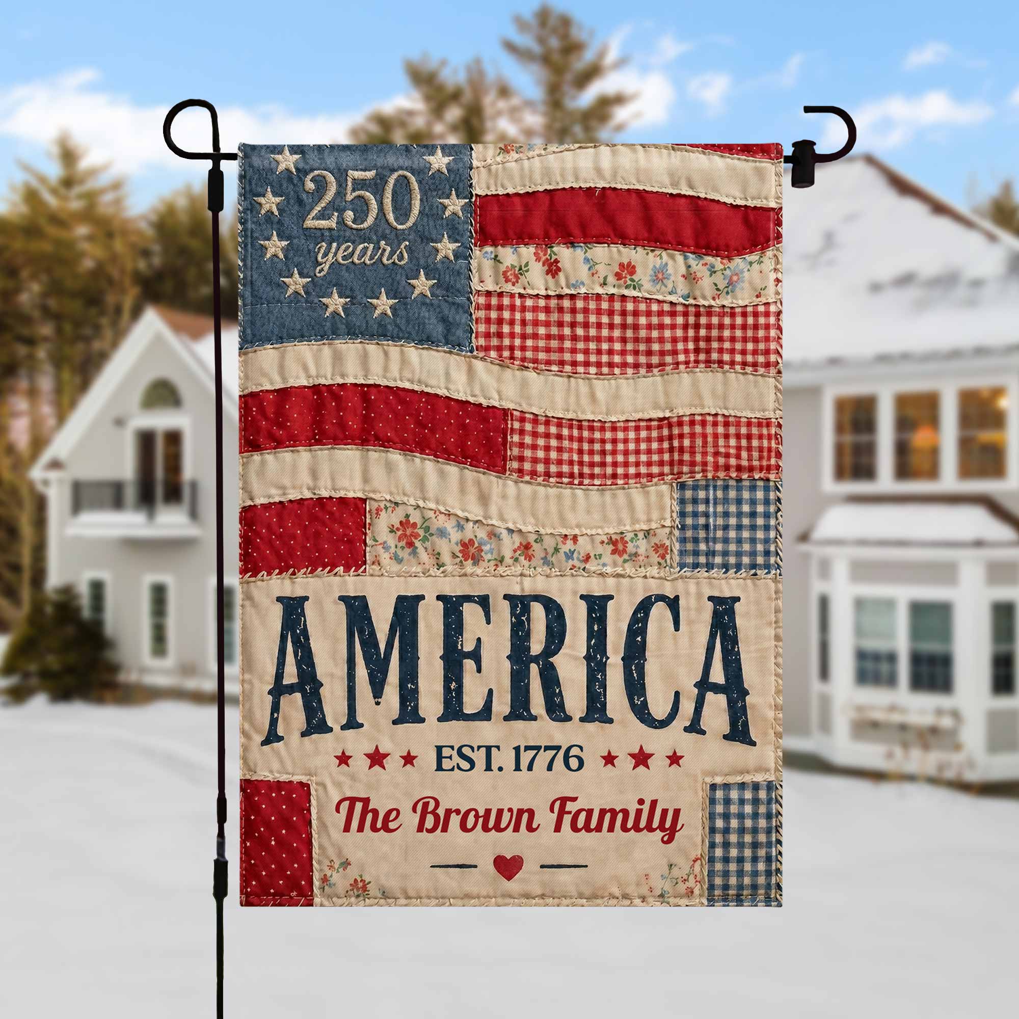 Personalized American Flag Garden Banner Custom Family Name for 4th of July Garden Flag GradoCreations