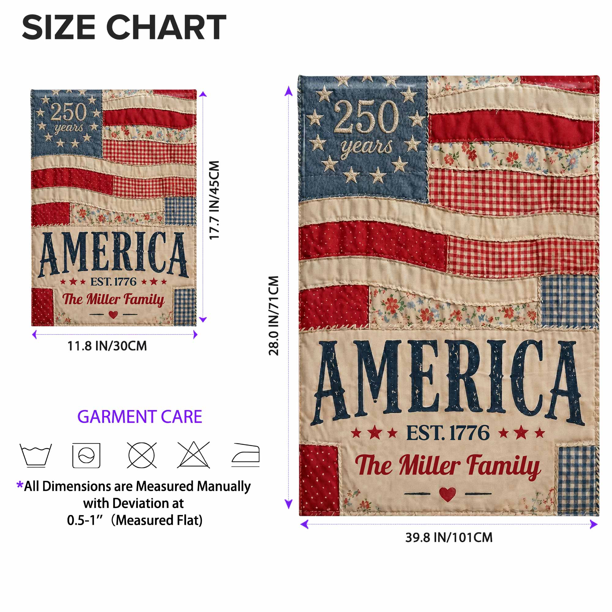 Personalized American Flag Garden Banner Custom Family Name for 4th of July Garden Flag GradoCreations