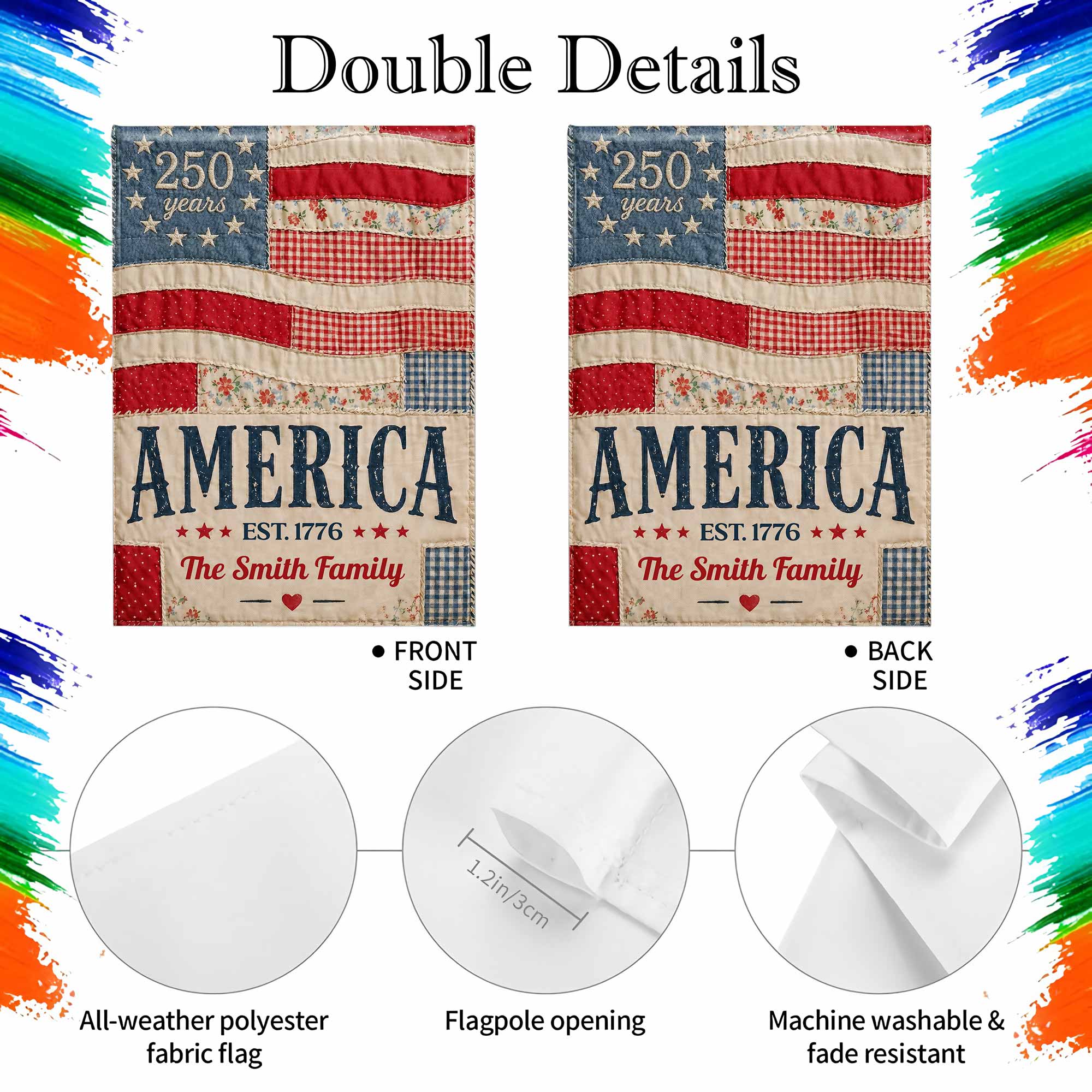 Personalized American Flag Garden Banner Custom Family Name for 4th of July Garden Flag GradoCreations
