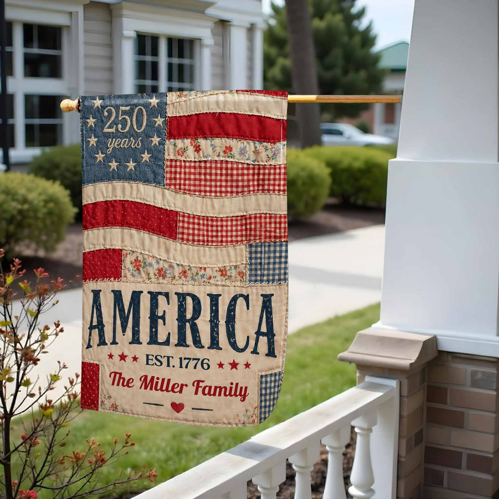 Personalized American Flag Garden Banner Custom Family Name for 4th of July Garden Flag GradoCreations