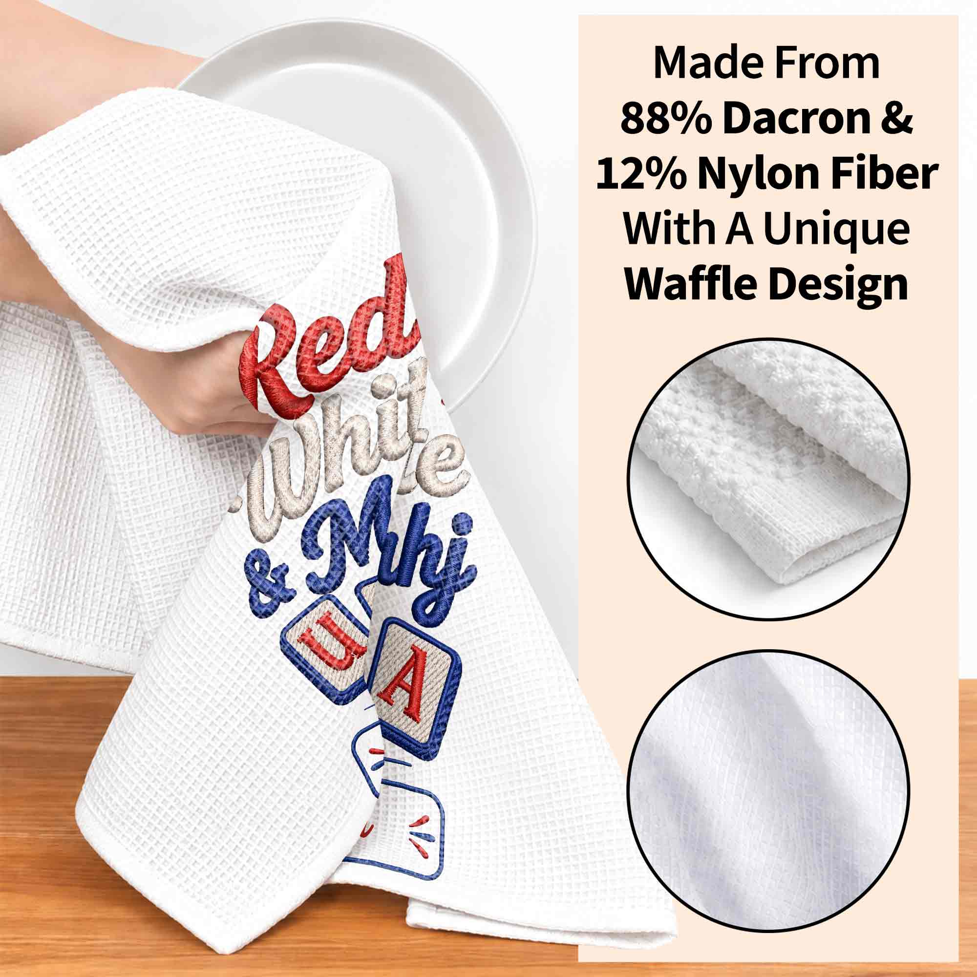 Personalized Patriotic Mahjong Embroidery Kitchen Towel 4th of July Gift Kitchen Towel GradoCreations
