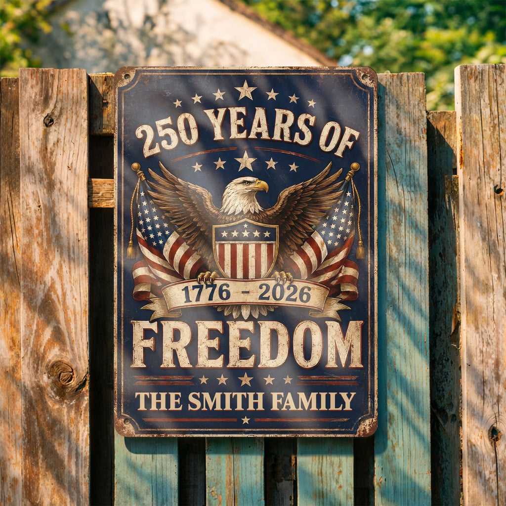 Personalized Metal Sign American Flag Custom Family Name Gift Metal Sign GradoCreations
