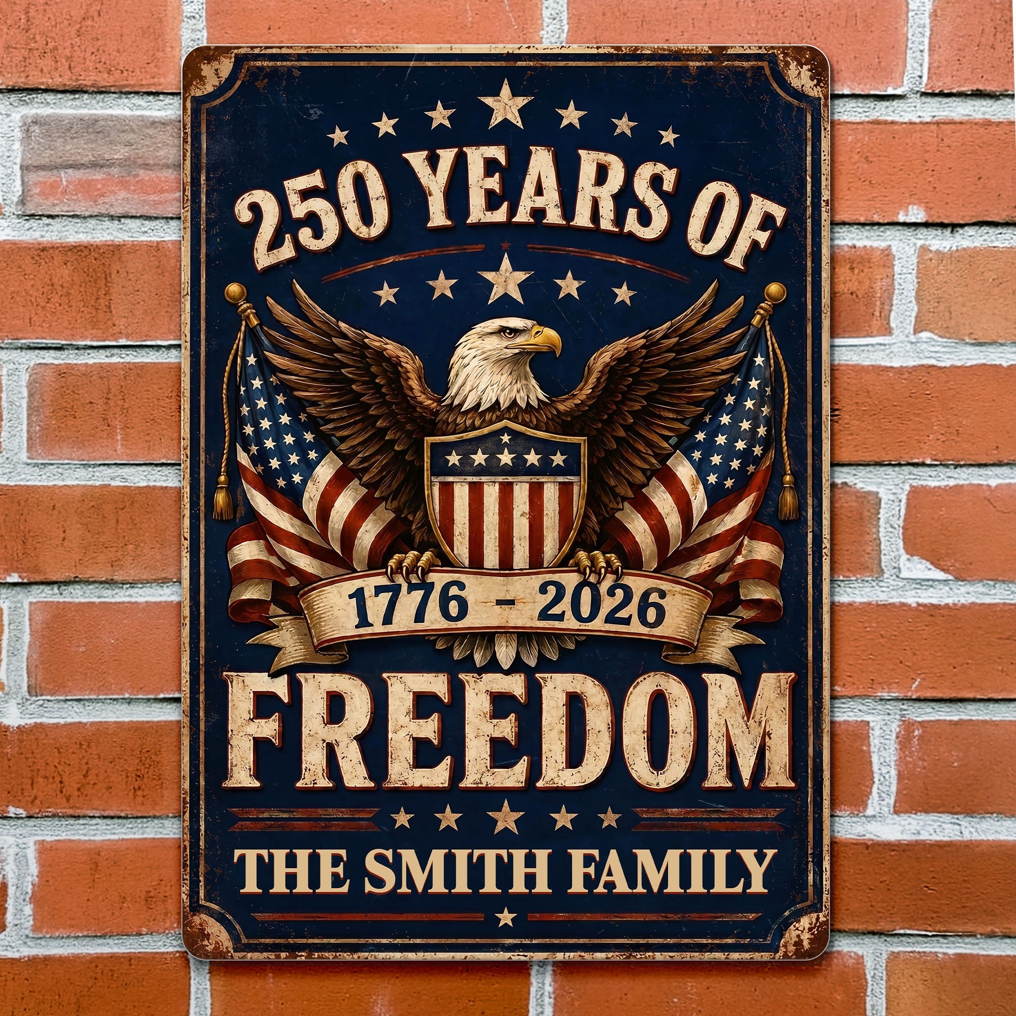 Personalized Metal Sign American Flag Custom Family Name Gift Metal Sign GradoCreations