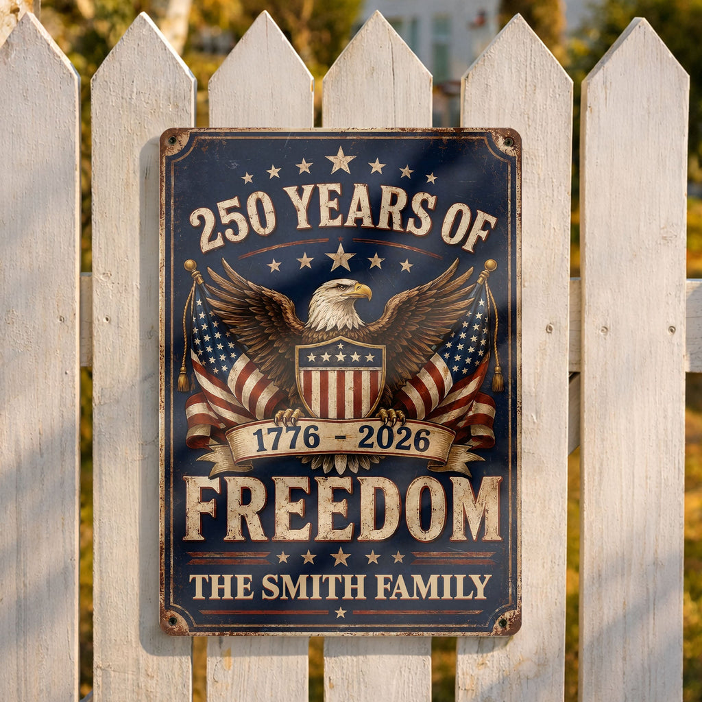 Personalized Metal Sign American Flag Custom Family Name Gift Metal Sign GradoCreations