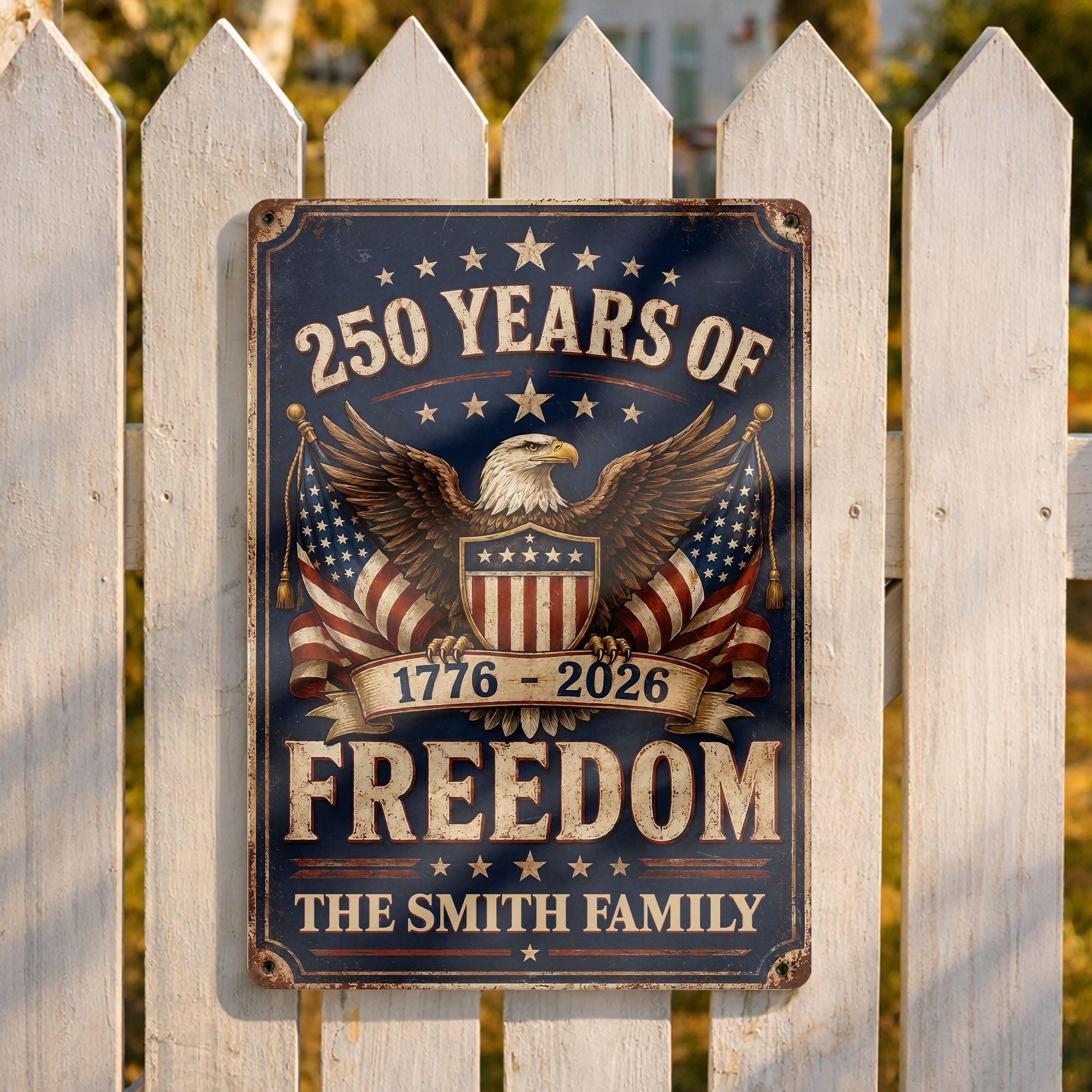 Personalized Metal Sign American Flag Custom Family Name Gift Metal Sign GradoCreations