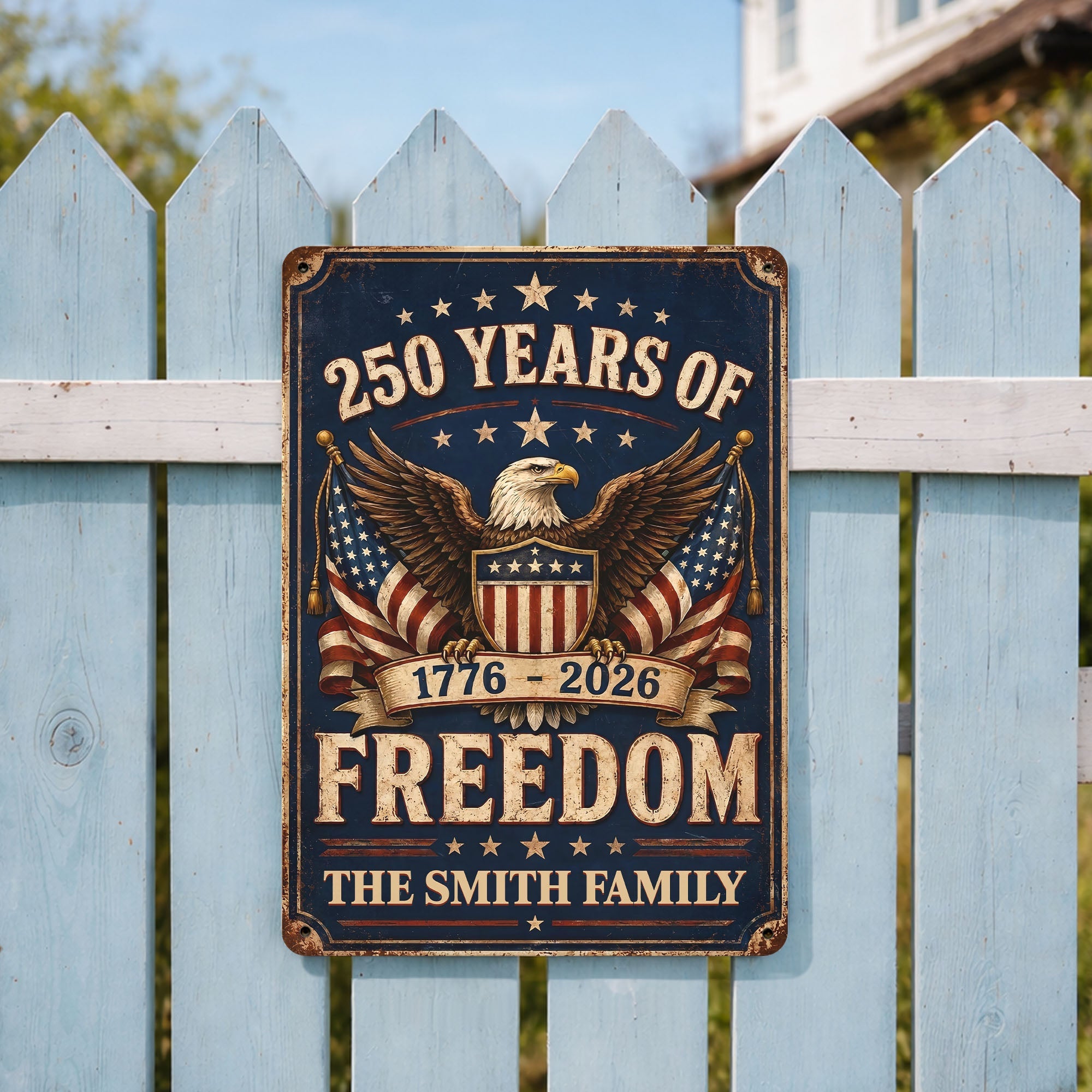 Personalized Metal Sign American Flag Custom Family Name Gift Metal Sign GradoCreations