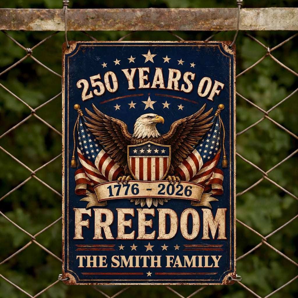Personalized Metal Sign American Flag Custom Family Name Gift Metal Sign GradoCreations