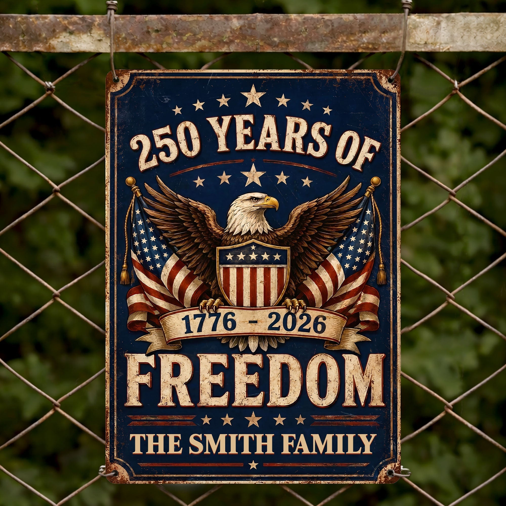 Personalized Metal Sign American Flag Custom Family Name Gift Metal Sign GradoCreations