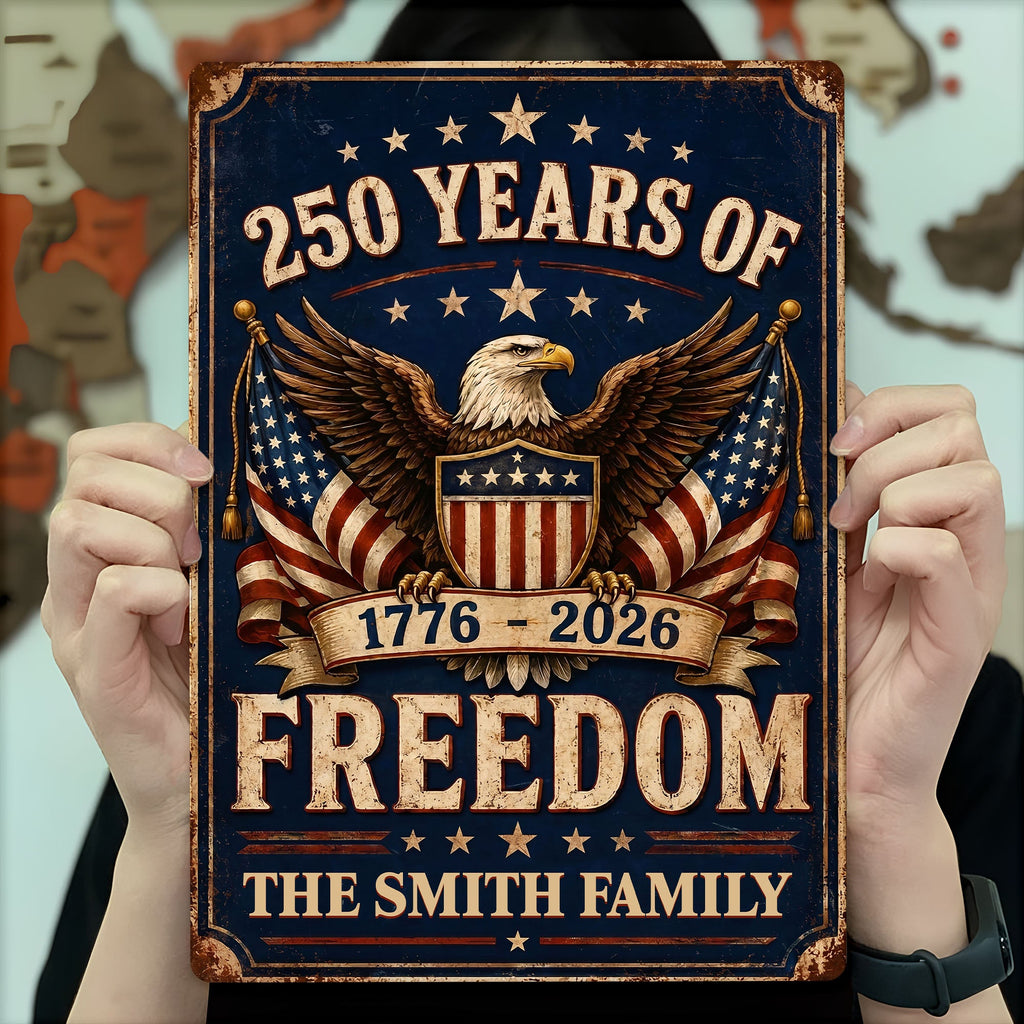 Personalized Metal Sign American Flag Custom Family Name Gift Metal Sign GradoCreations