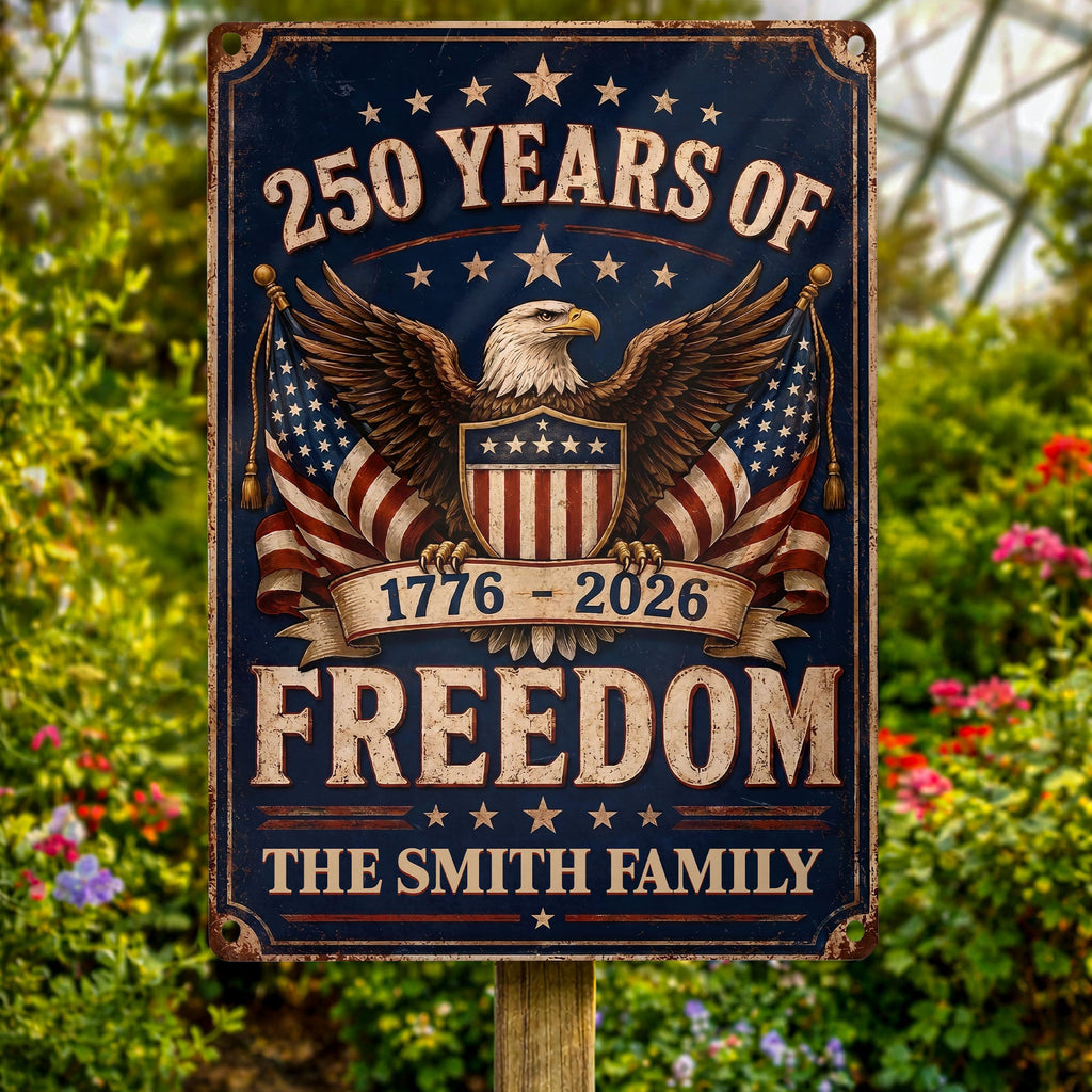 Personalized Metal Sign American Flag Custom Family Name Gift Metal Sign GradoCreations