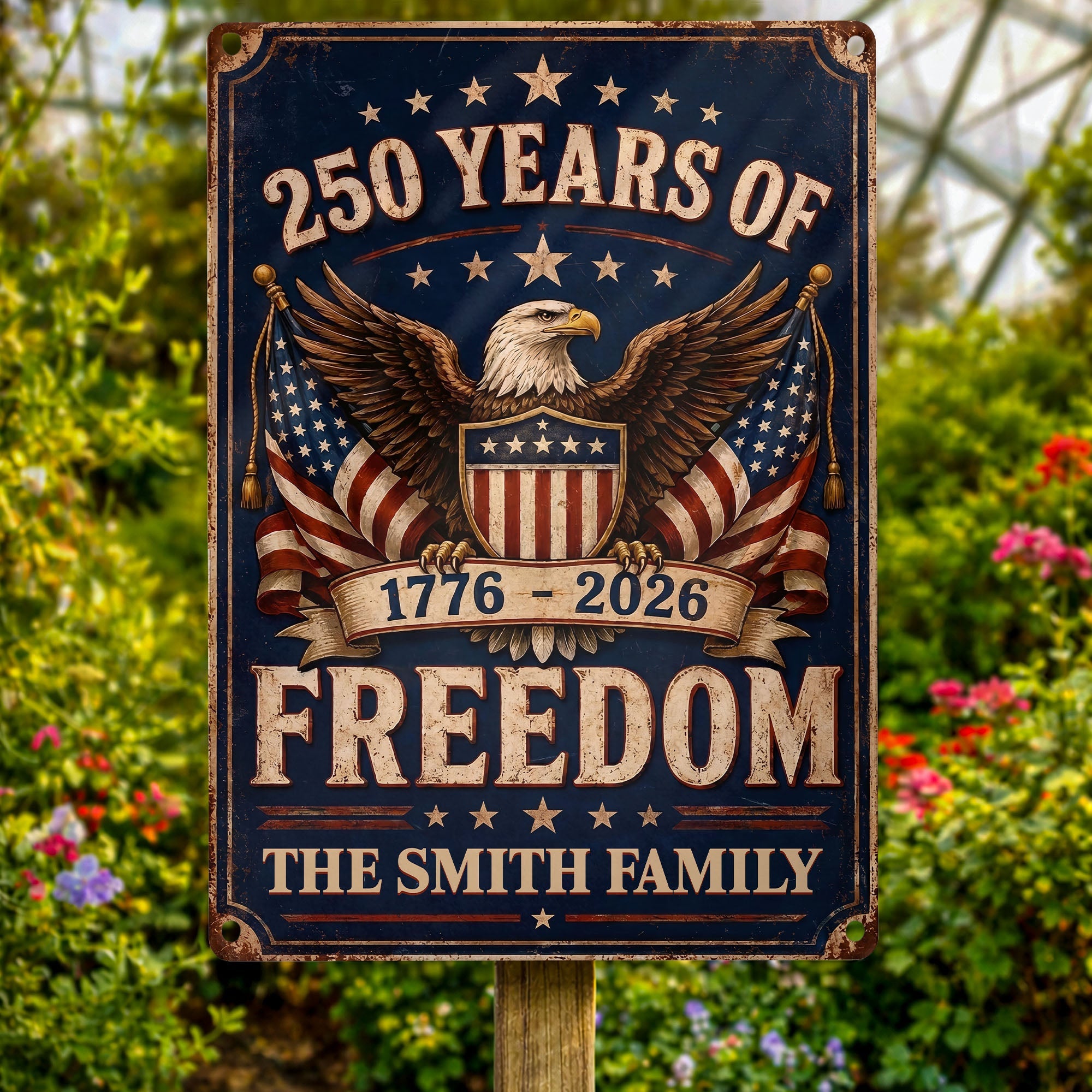 Personalized Metal Sign American Flag Custom Family Name Gift Metal Sign GradoCreations