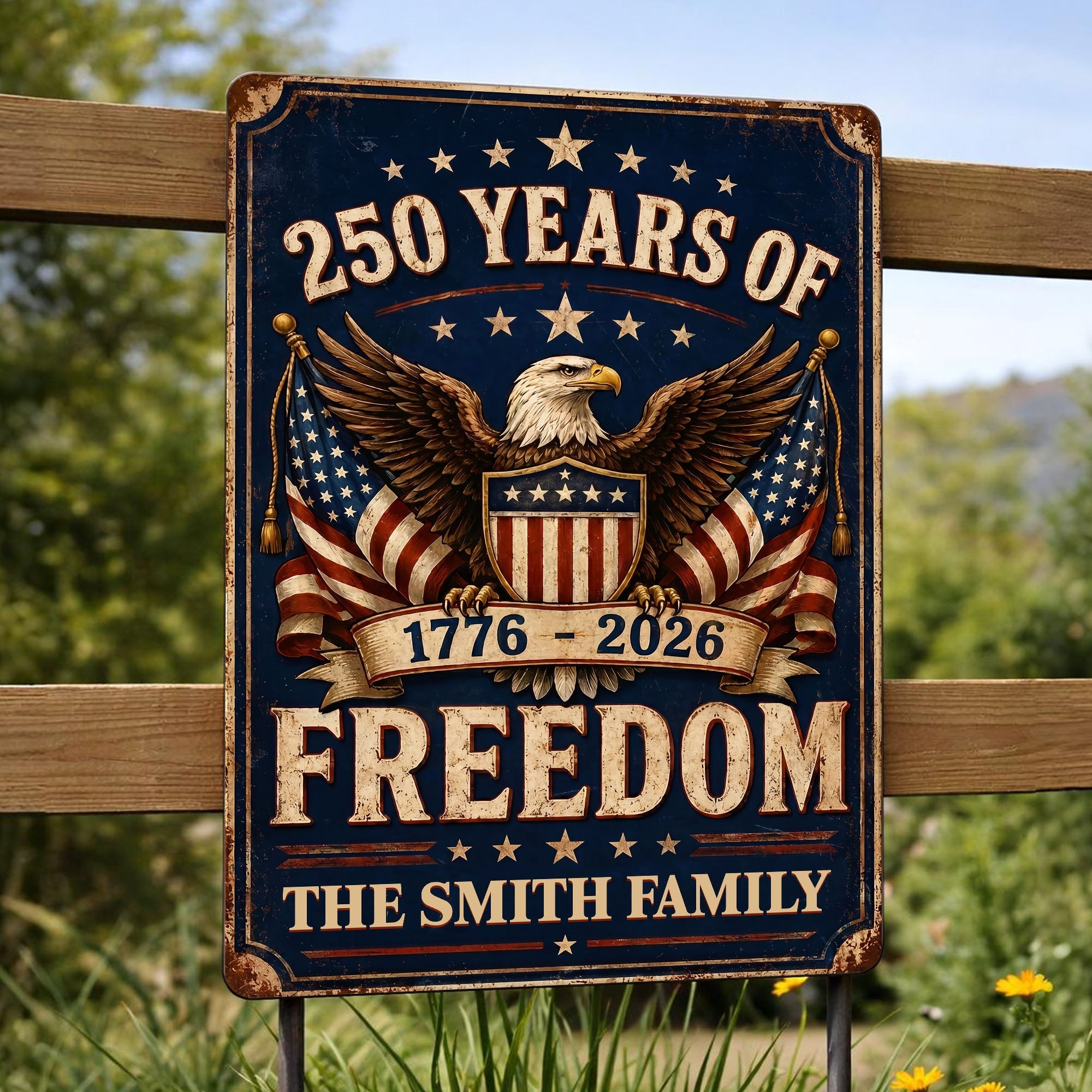 Personalized Metal Sign American Flag Custom Family Name Gift Metal Sign GradoCreations