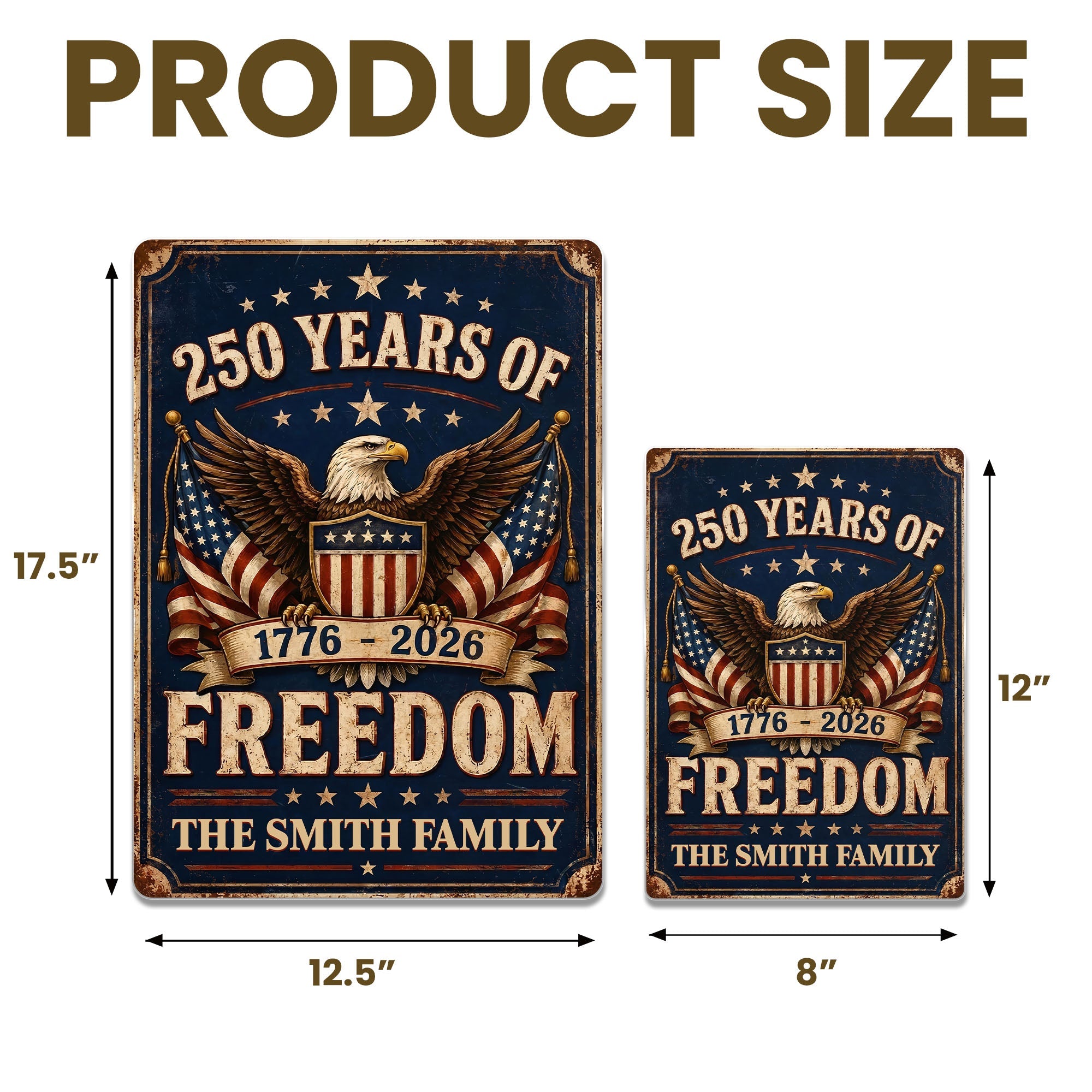 Personalized Metal Sign American Flag Custom Family Name Gift Metal Sign GradoCreations