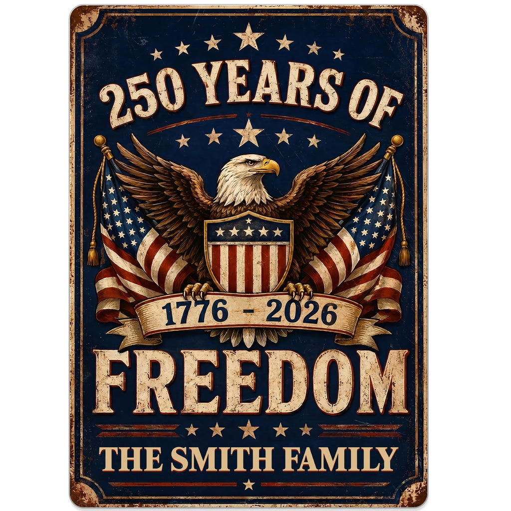 Personalized Metal Sign American Flag Custom Family Name Gift Metal Sign GradoCreations