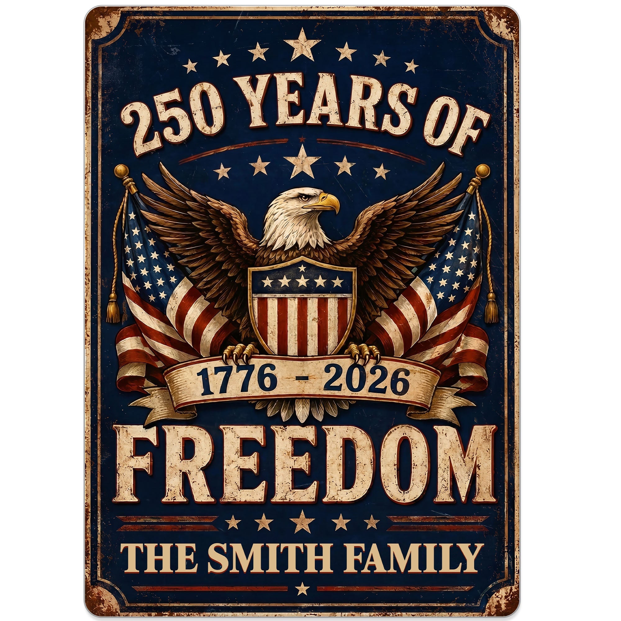 Personalized Metal Sign American Flag Custom Family Name Gift Metal Sign GradoCreations