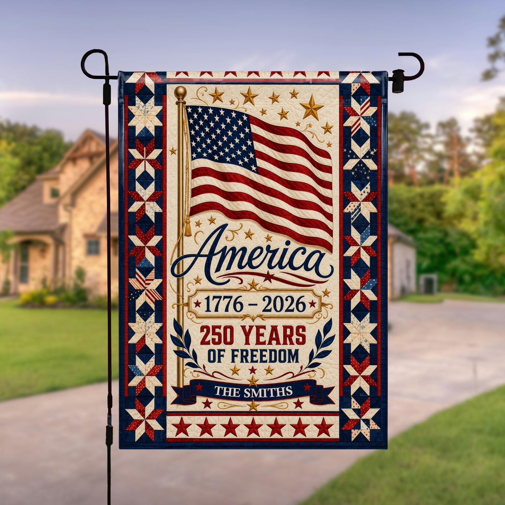 Personalized Family Name Flag 250 Years of Freedom Garden Décor Garden Flag GradoCreations