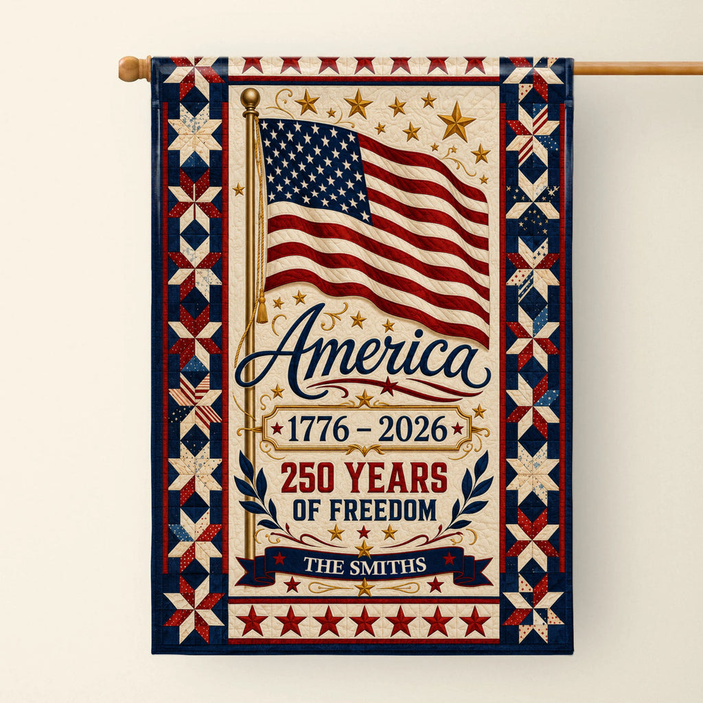 Personalized Family Name Flag 250 Years of Freedom Garden Décor Garden Flag GradoCreations