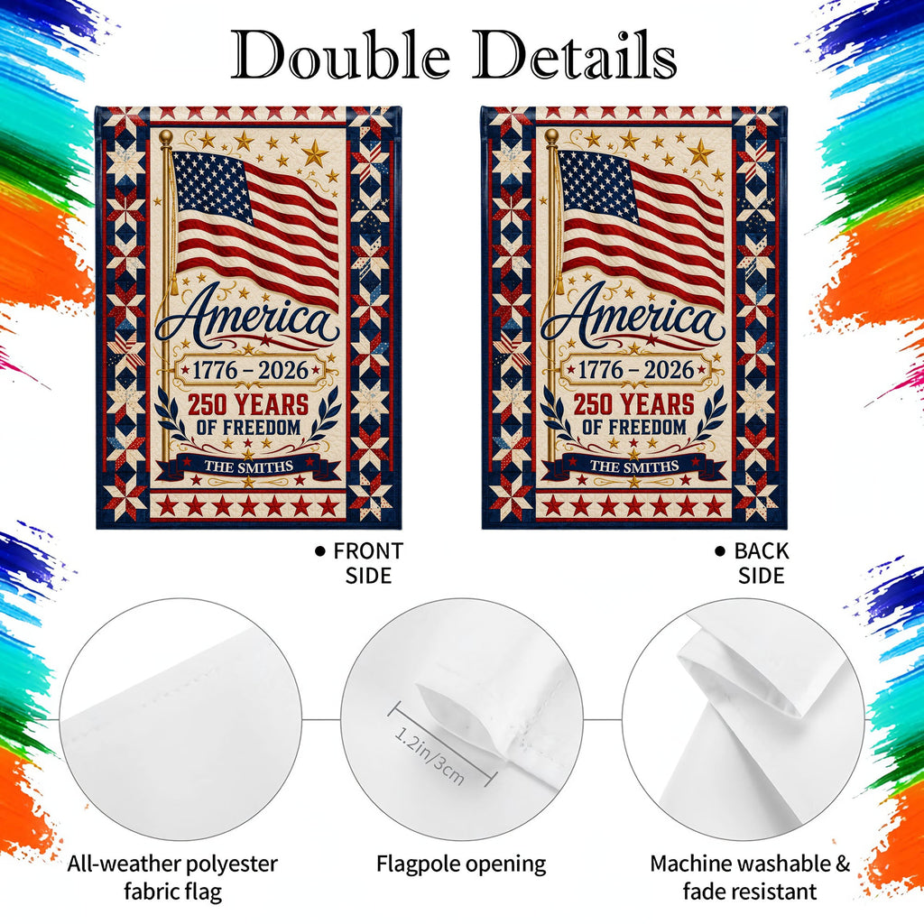 Personalized Family Name Flag 250 Years of Freedom Garden Décor Garden Flag GradoCreations
