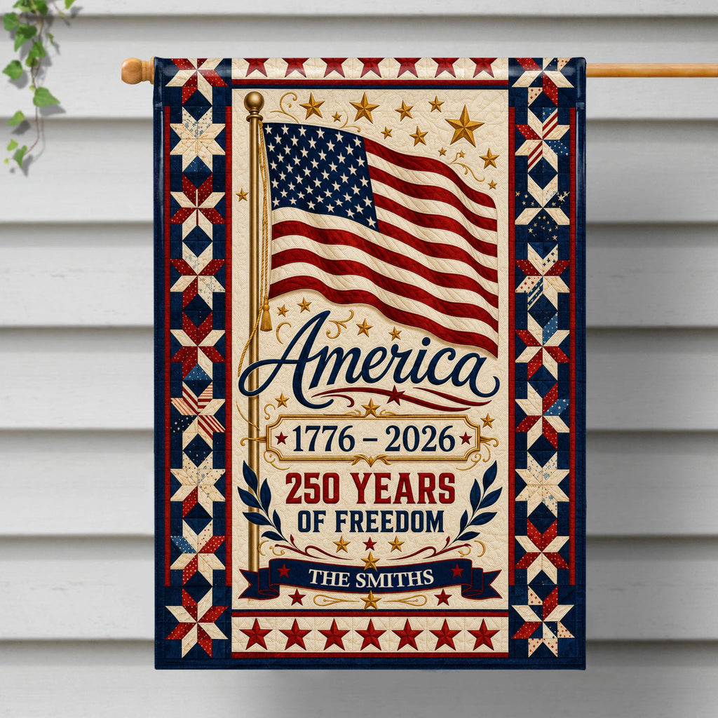 Personalized Family Name Flag 250 Years of Freedom Garden Décor Garden Flag GradoCreations