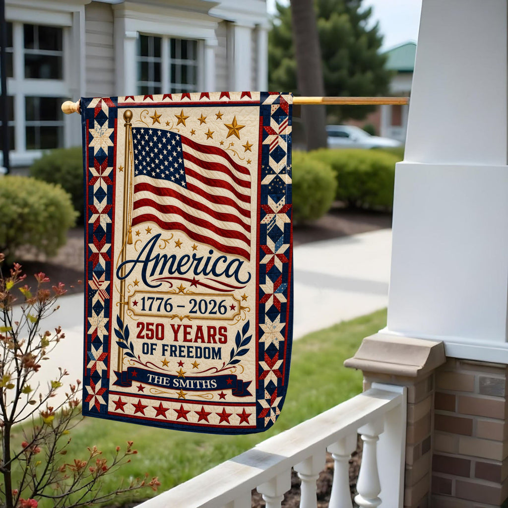 Personalized Family Name Flag 250 Years of Freedom Garden Décor Garden Flag GradoCreations