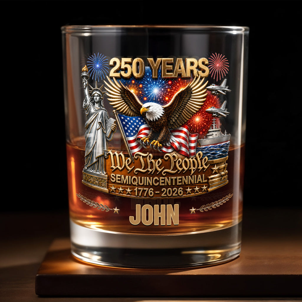 Personalized Custom Whiskey Glass Patriotic Eagle Gift for Dad Whiskey Glass GradoCreations