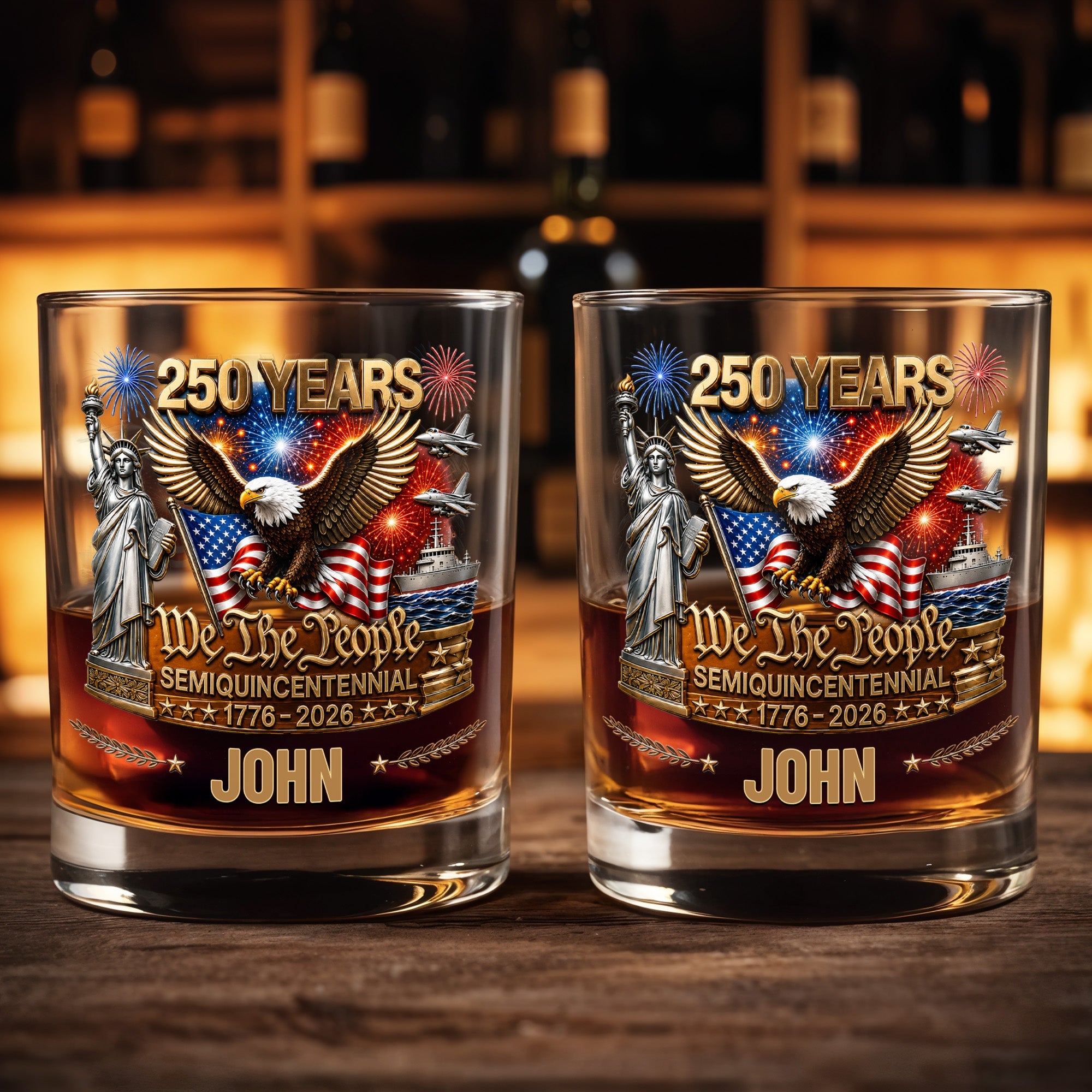 Personalized Custom Whiskey Glass Patriotic Eagle Gift for Dad Whiskey Glass GradoCreations