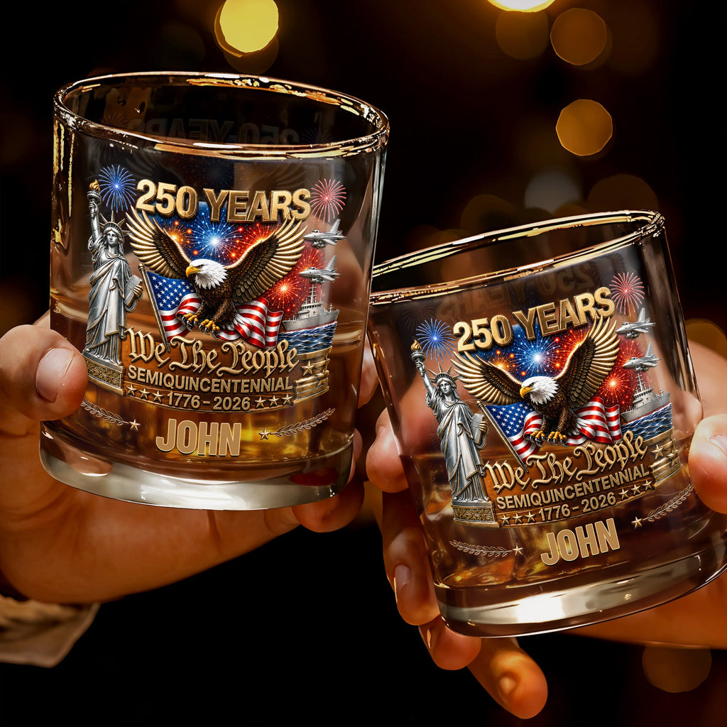 Personalized Custom Whiskey Glass Patriotic Eagle Gift for Dad Whiskey Glass GradoCreations