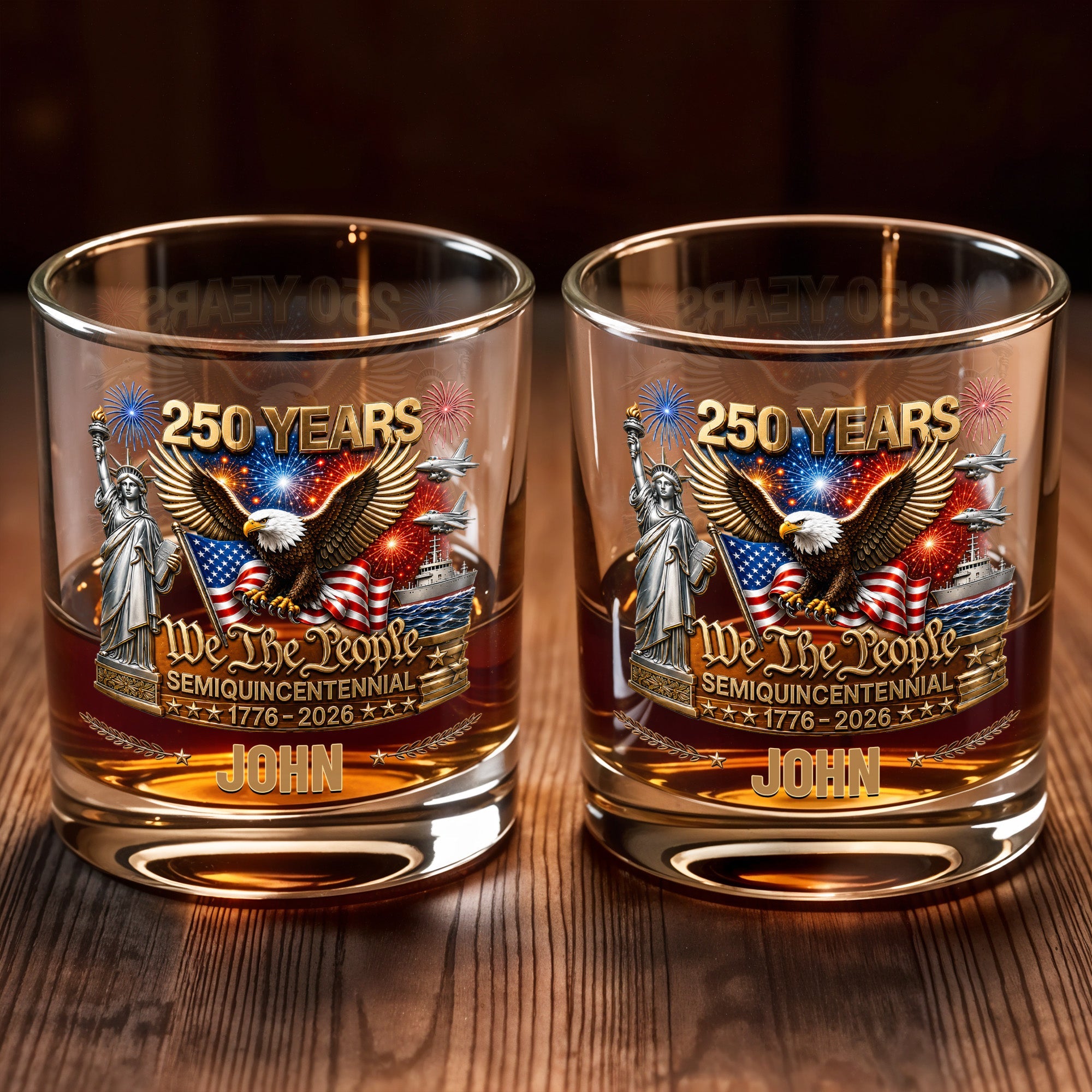 Personalized Custom Whiskey Glass Patriotic Eagle Gift for Dad Whiskey Glass GradoCreations