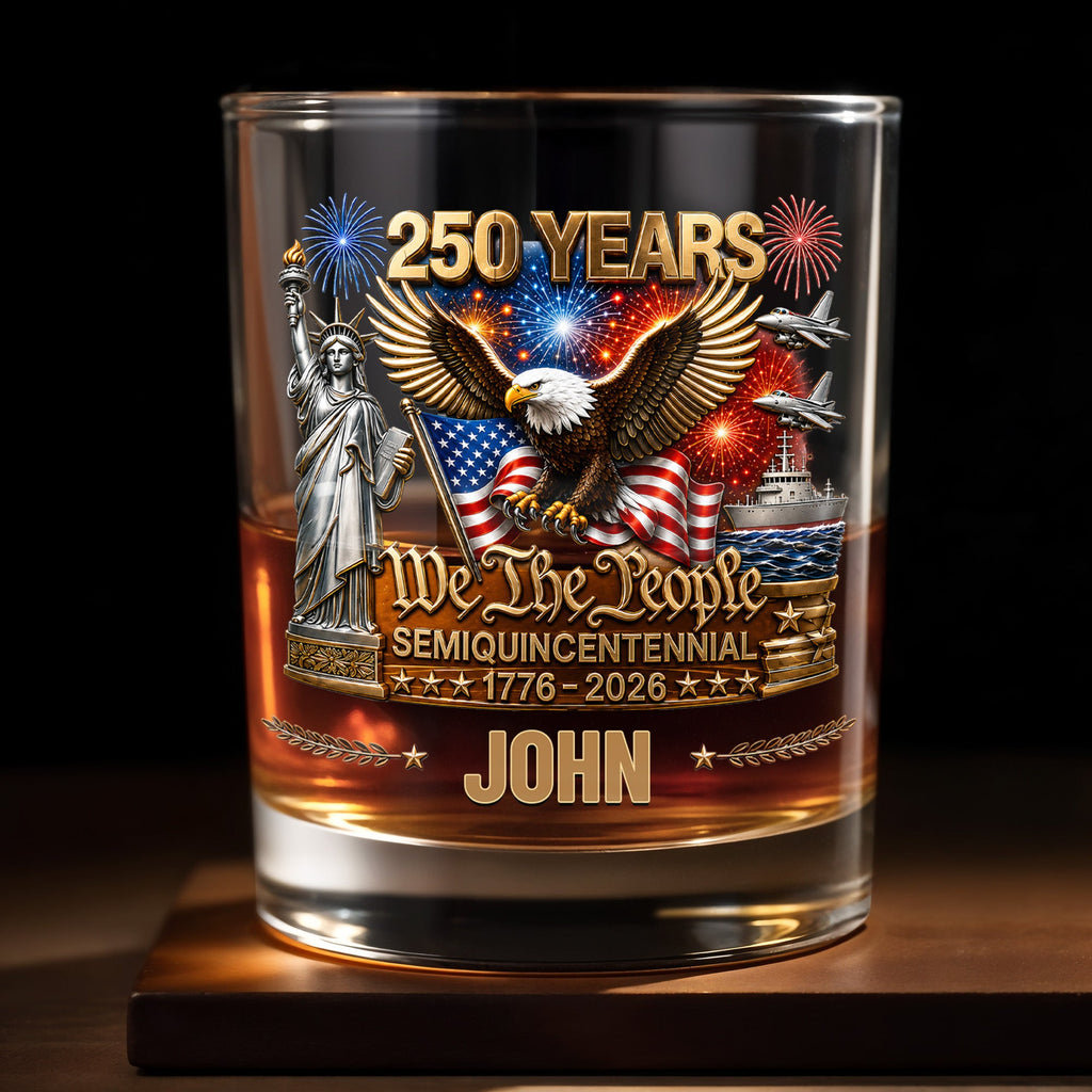 Personalized Custom Whiskey Glass Patriotic Eagle Gift for Dad Whiskey Glass GradoCreations