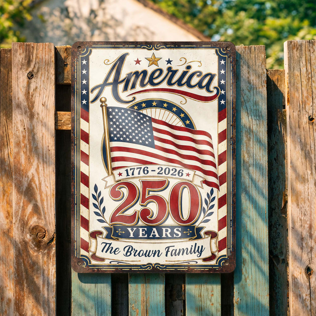 Personalized Metal Sign Custom Family Name American Flag Gift Metal Sign GradoCreations