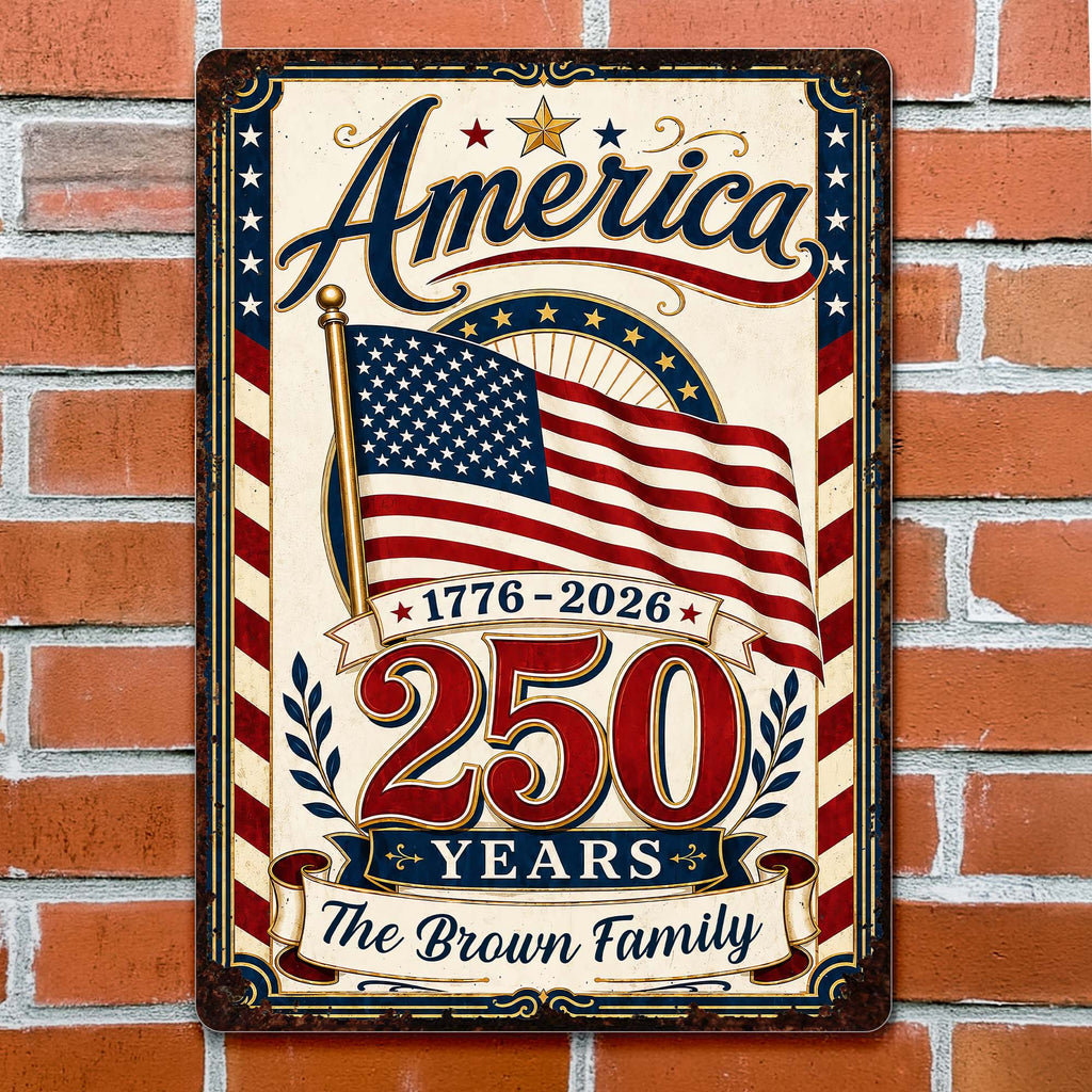 Personalized Metal Sign Custom Family Name American Flag Gift Metal Sign GradoCreations