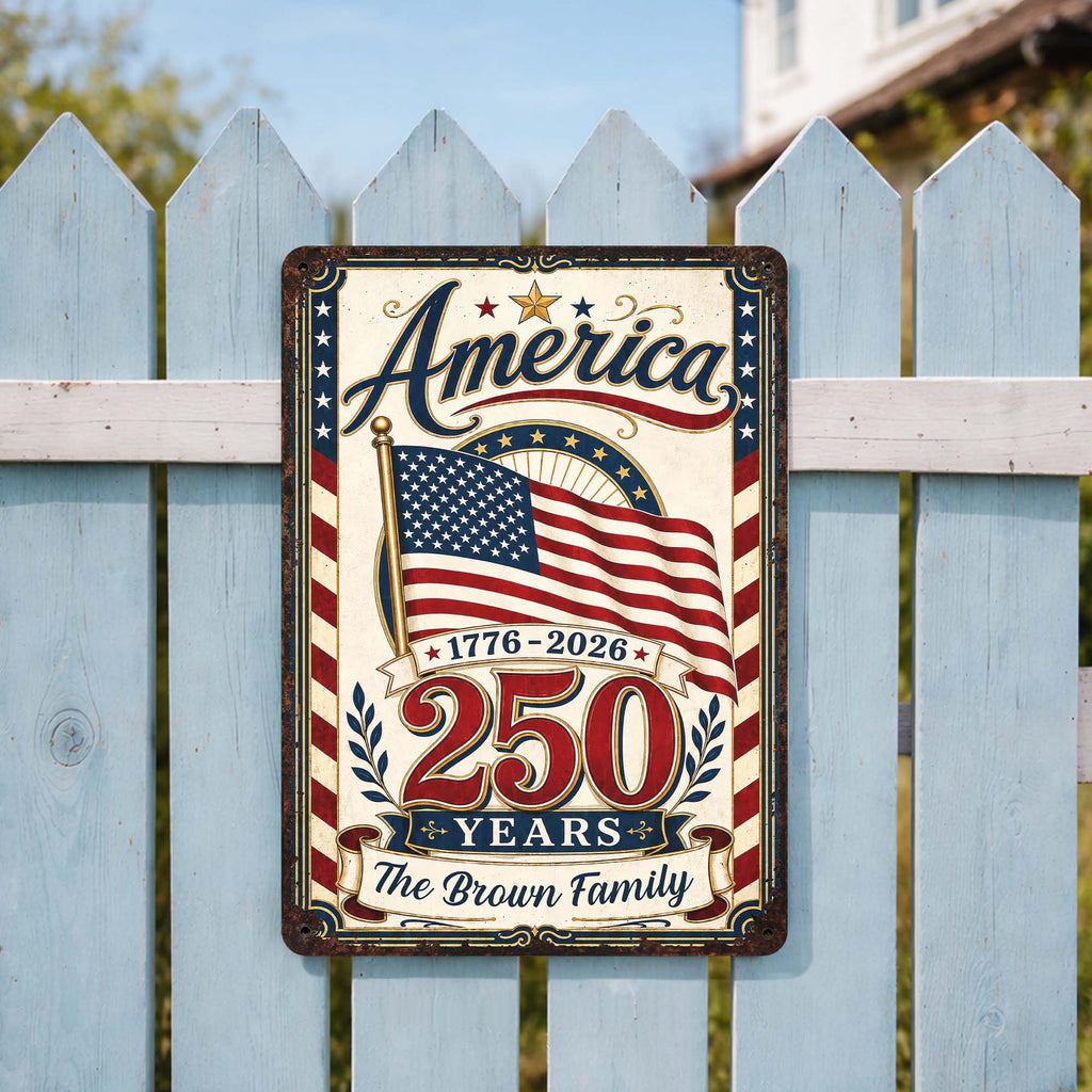 Personalized Metal Sign Custom Family Name American Flag Gift Metal Sign GradoCreations