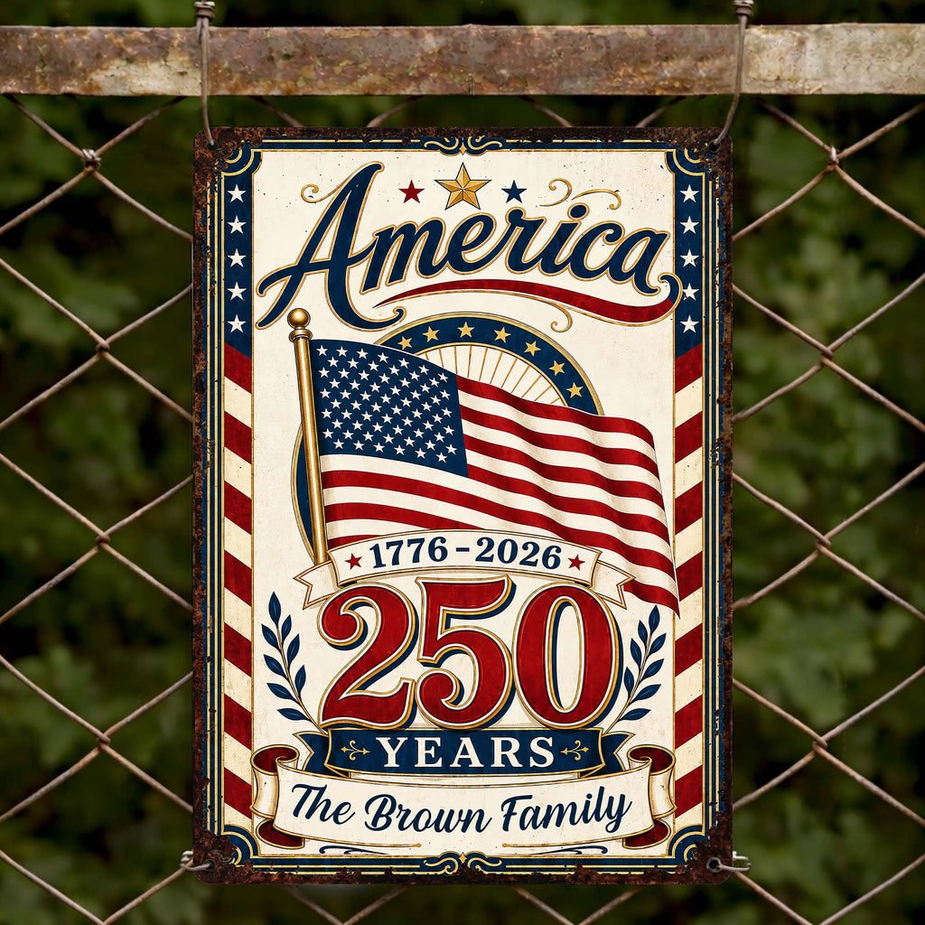 Personalized Metal Sign Custom Family Name American Flag Gift Metal Sign GradoCreations