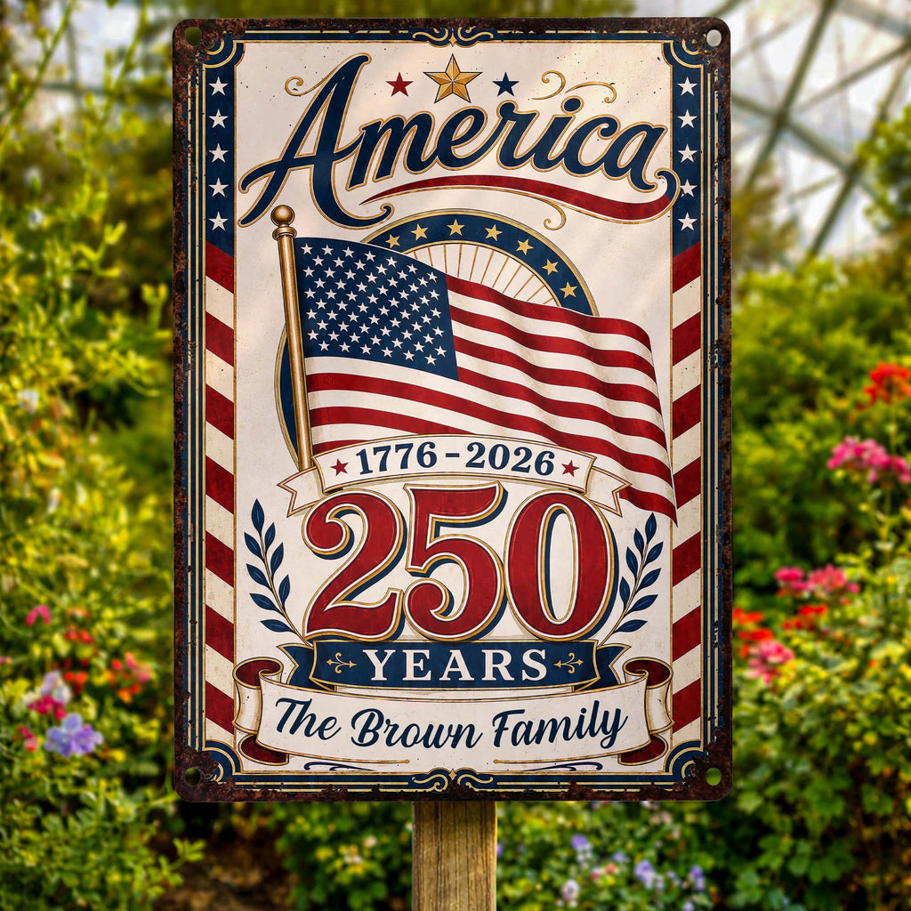 Personalized Metal Sign Custom Family Name American Flag Gift Metal Sign GradoCreations