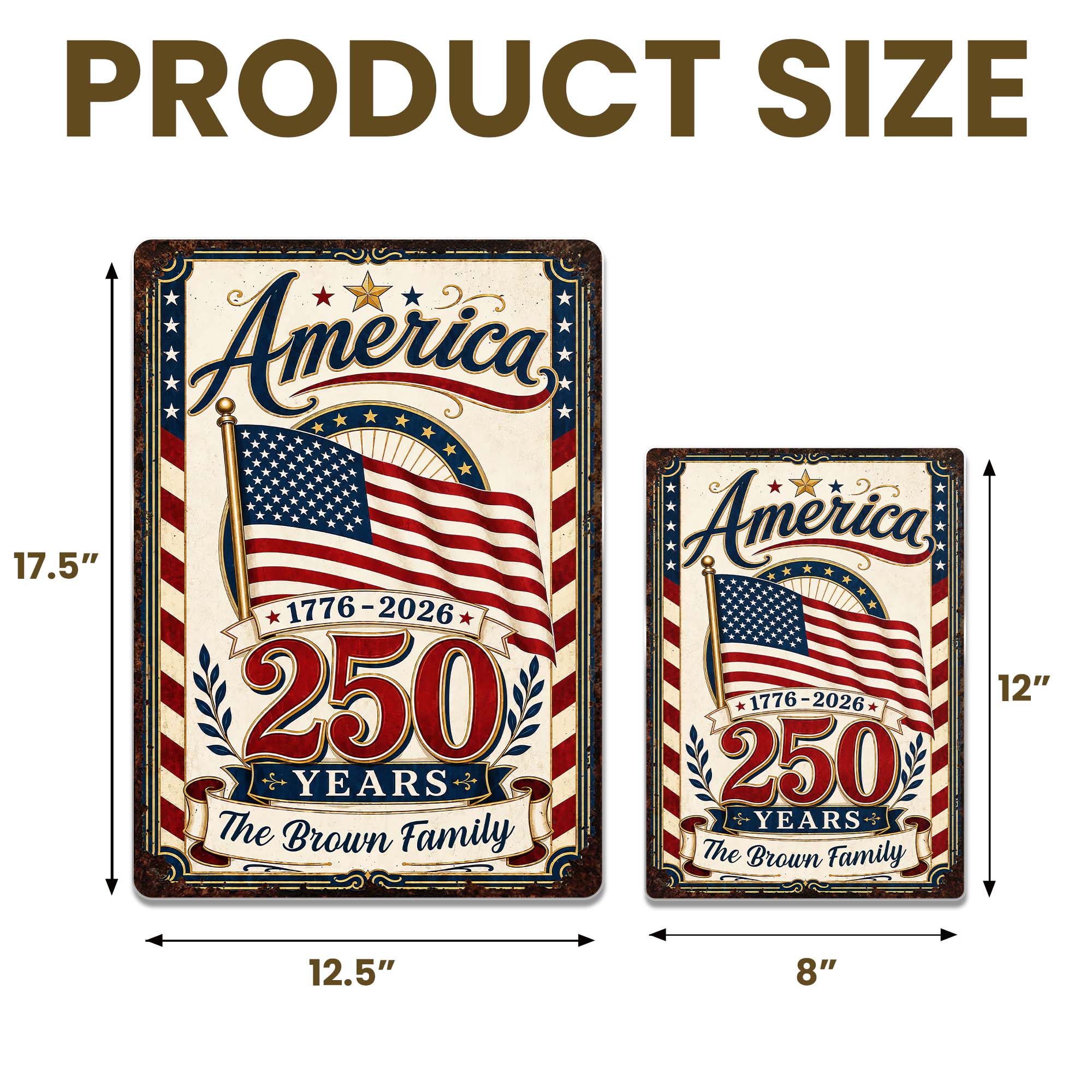 Personalized Metal Sign Custom Family Name American Flag Gift Metal Sign GradoCreations