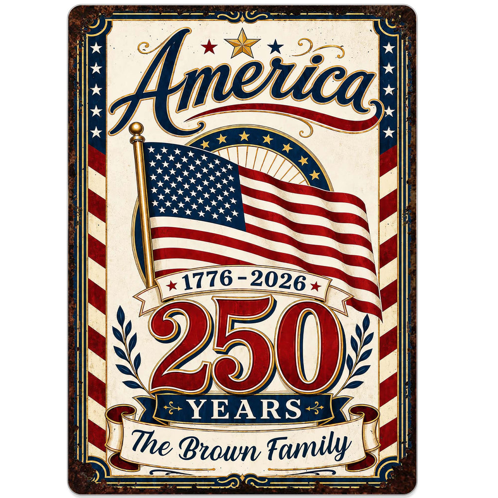 Personalized Metal Sign Custom Family Name American Flag Gift Metal Sign GradoCreations