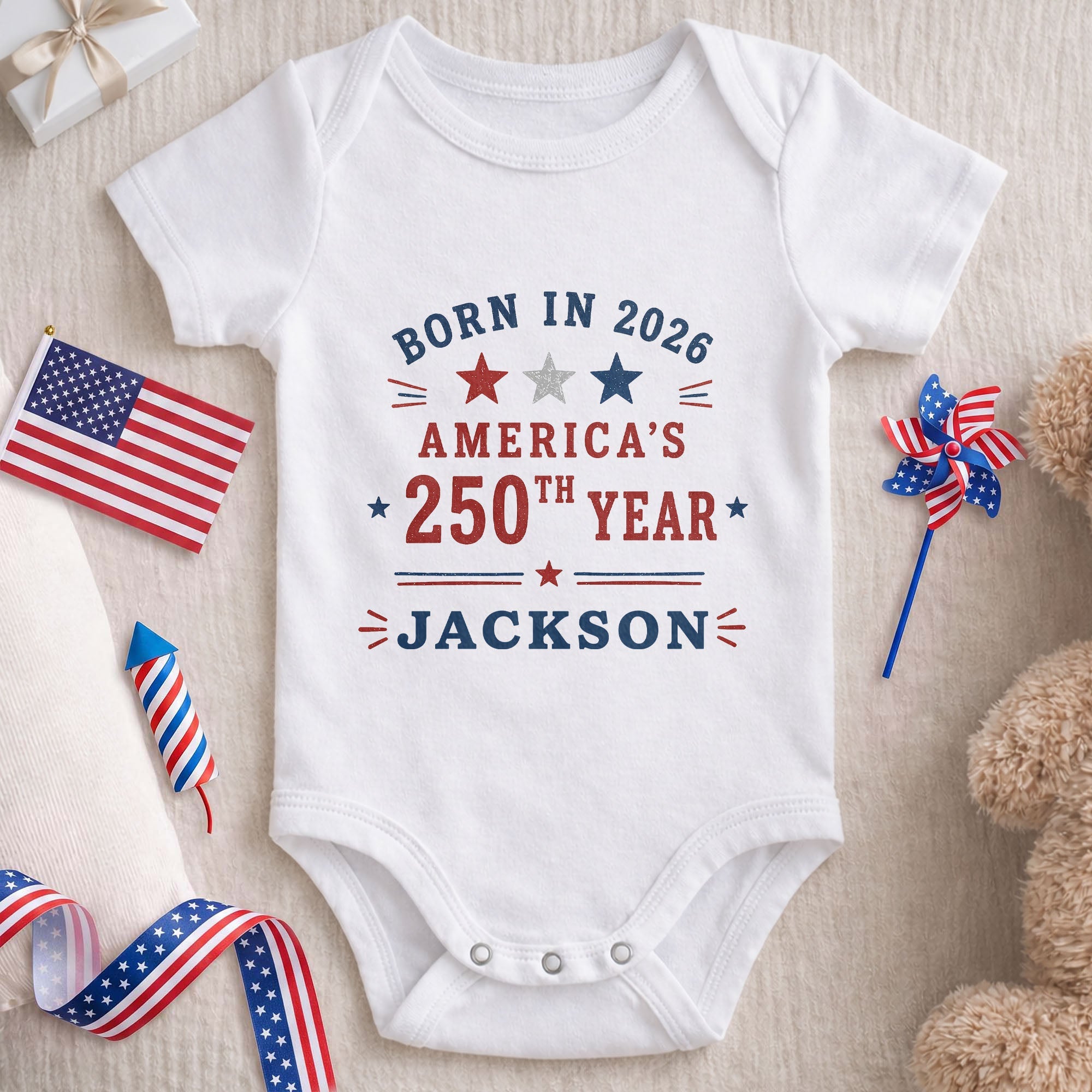 Personalized Custom Baby Onesie Custom Name 4th of July Gift Baby Onesie GradoCreations